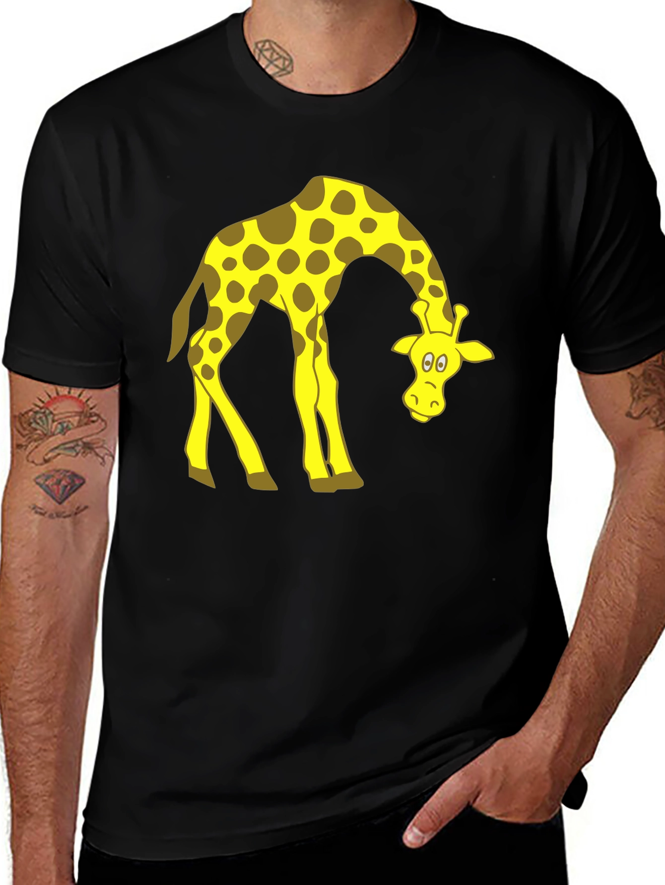 Variant 13 of Giraffe Graphic Tee - Unisex Black T-Shirt