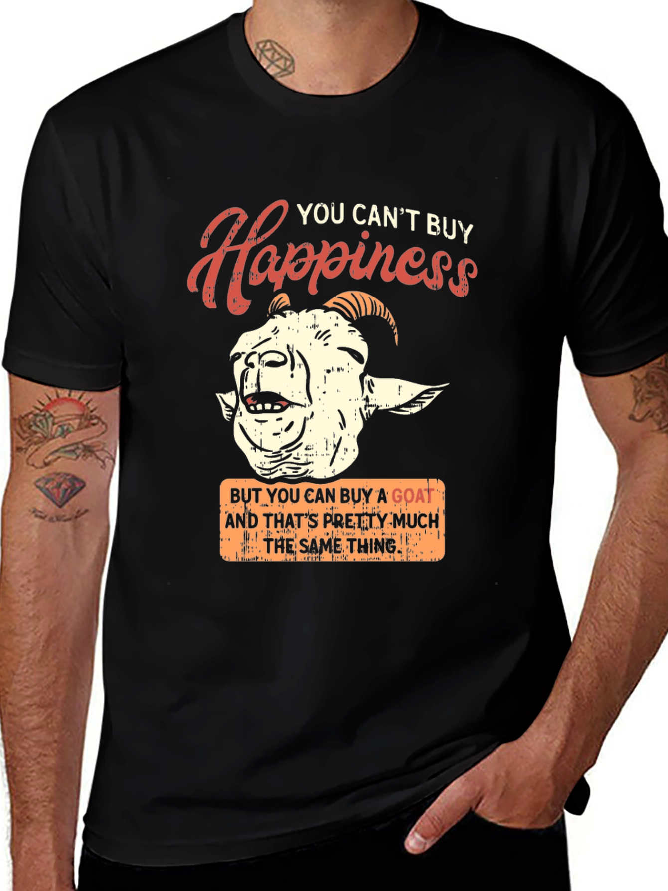 Variant 15 of Goat Happiness Graphic Tee - Unique Humor T-Shirt
