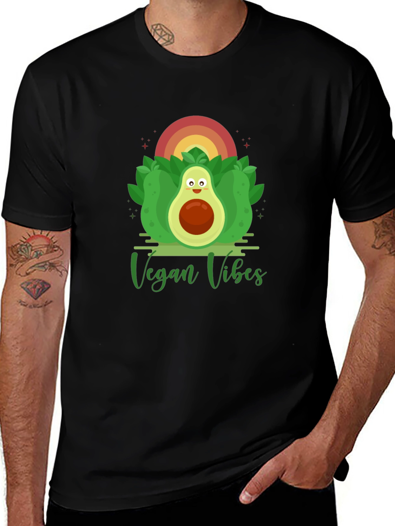 Variant 3 of Vegan Vibes Graphic Tee - Avocado Design