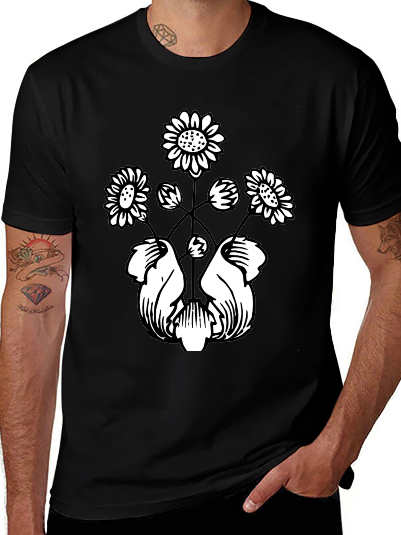 Variant 4 of Floral Graphic Black T-Shirt