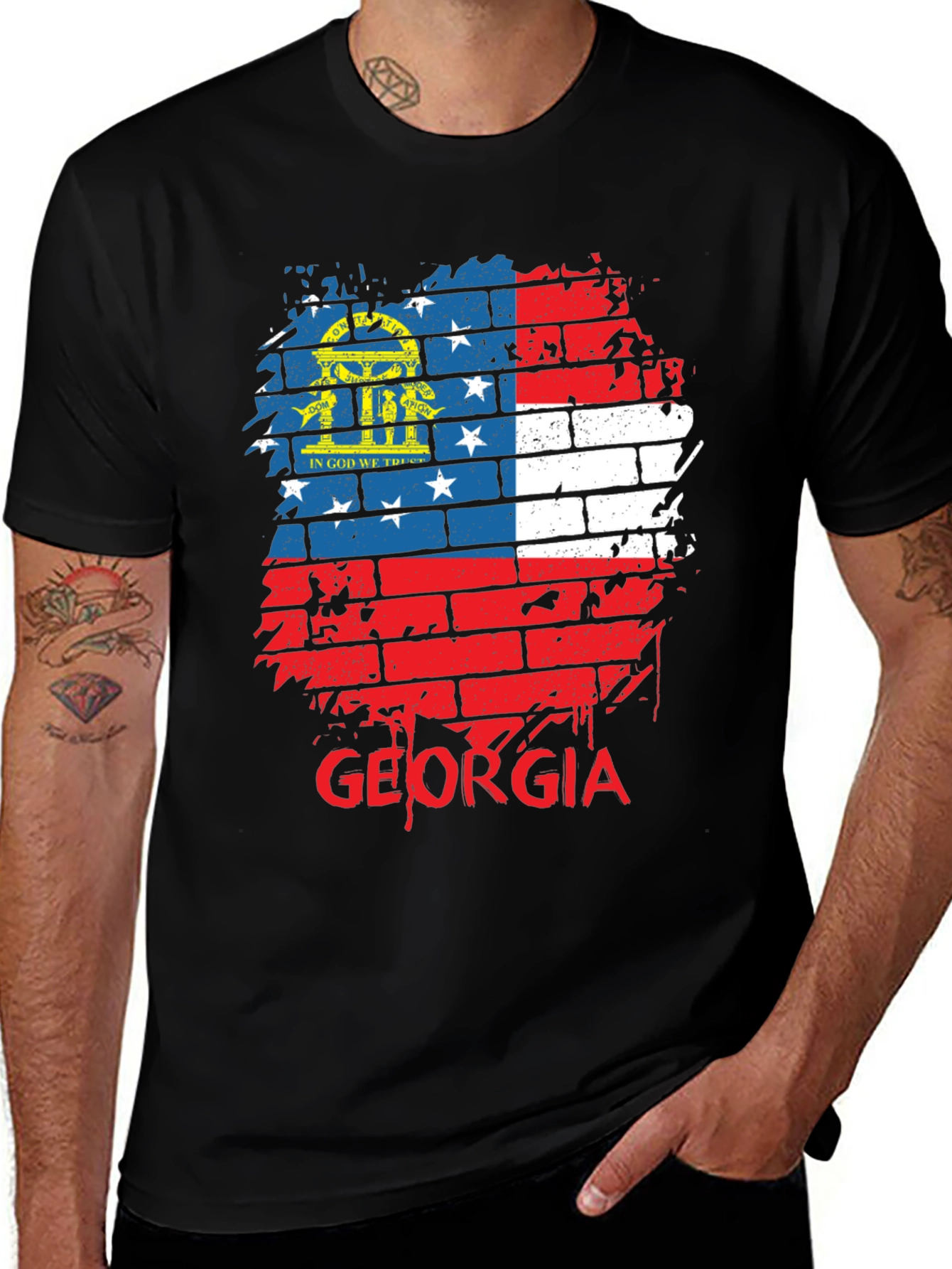 Variant 16 of Georgia Flag Brick Wall T-Shirt