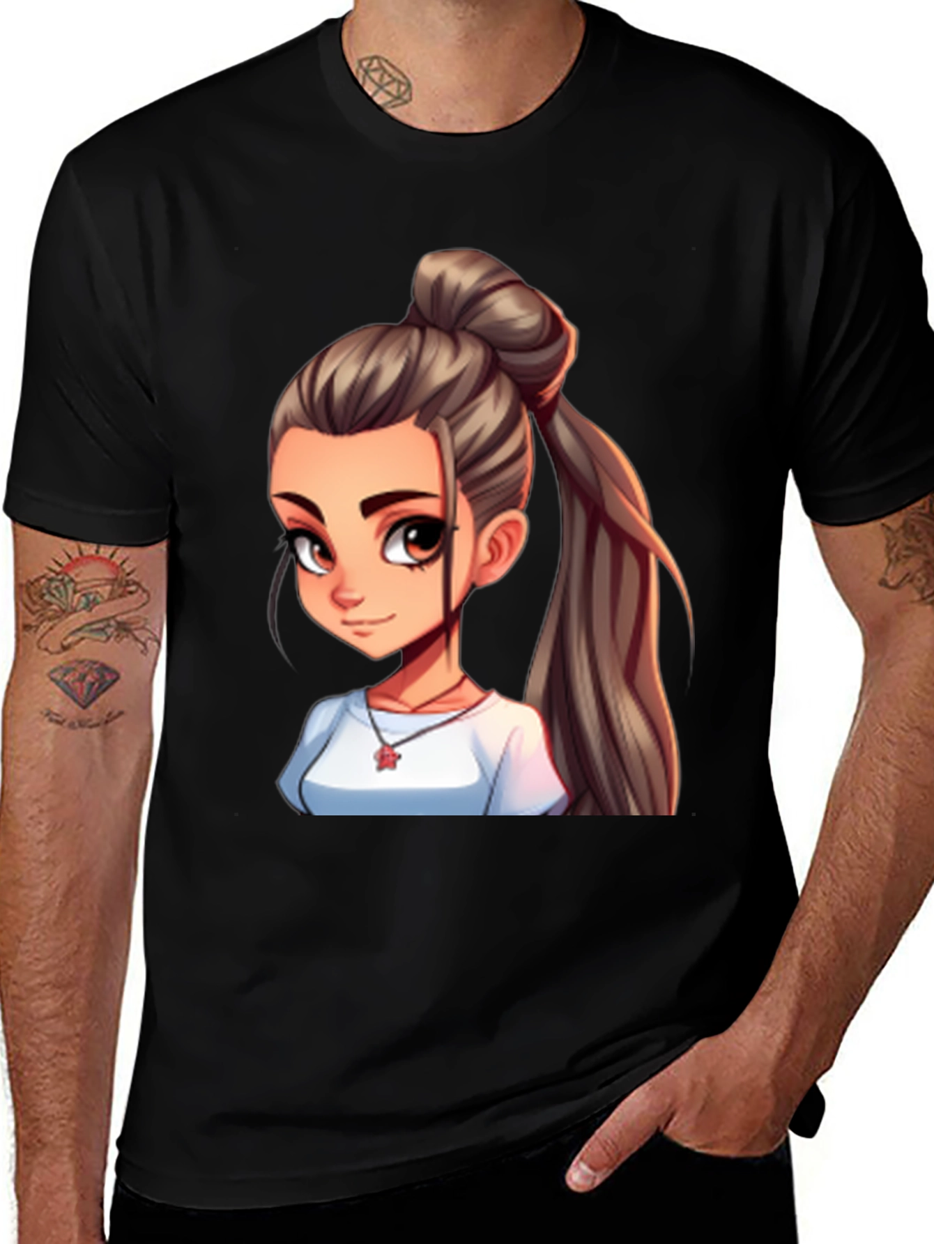 Variant 11 of Cartoon Girl Black T-Shirt