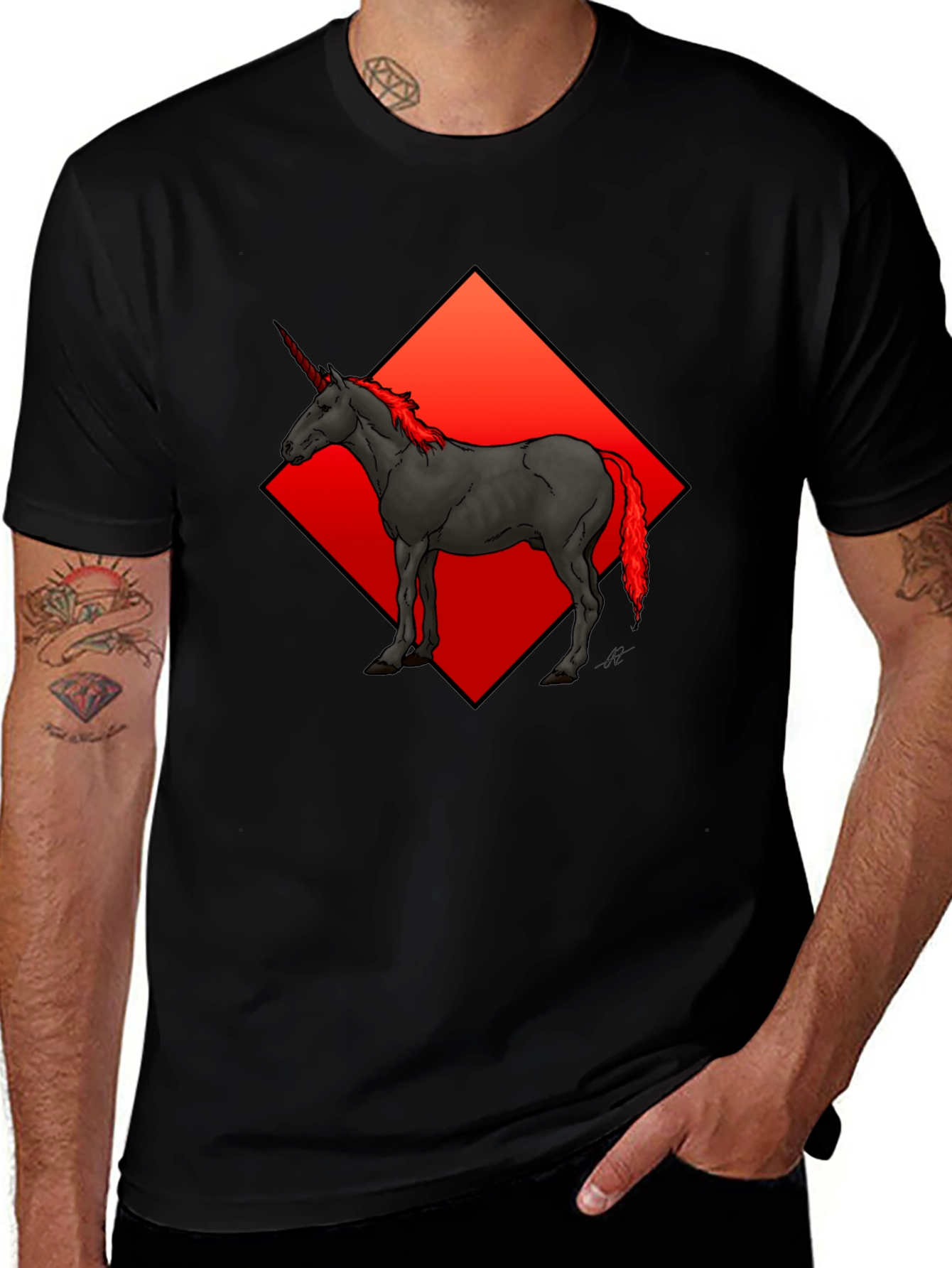 Variant 29 of Unicorn Graphic Tee - Men's Black T-Shirt