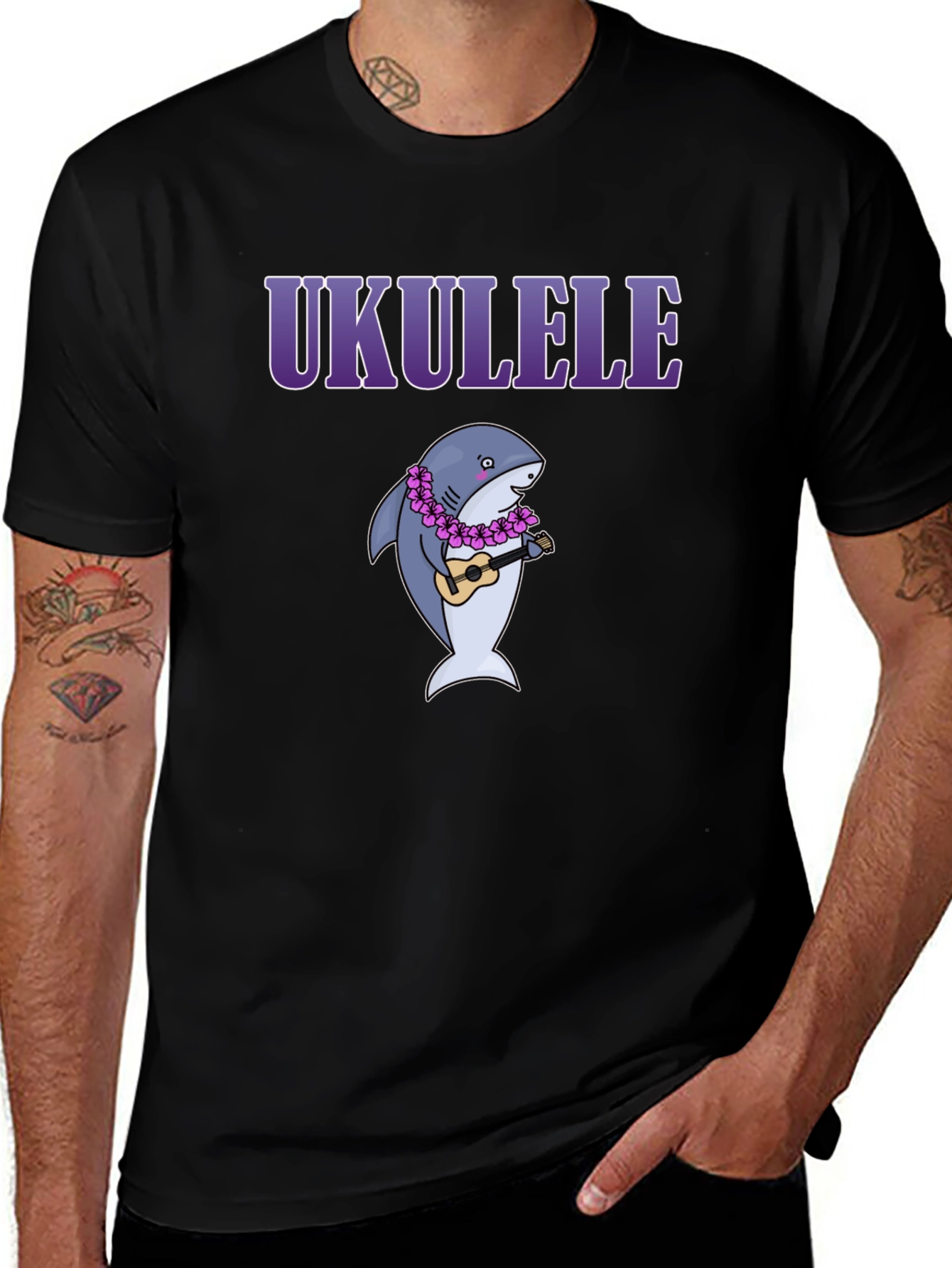 Variant 20 of Ukulele Shark Graphic Tee - Aloha Vibes