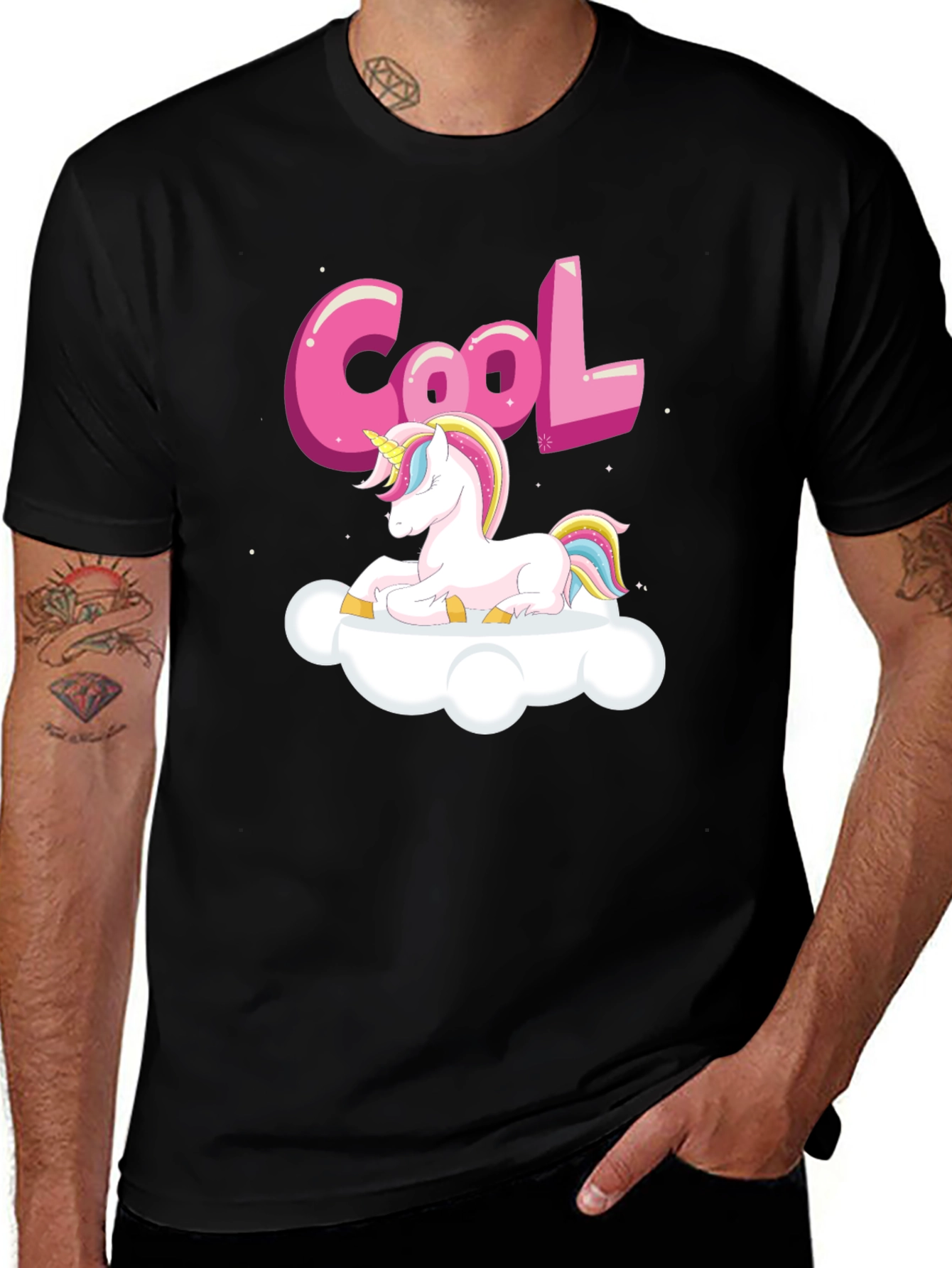 Variant 16 of Cool Unicorn T-Shirt - Black Cotton Blend