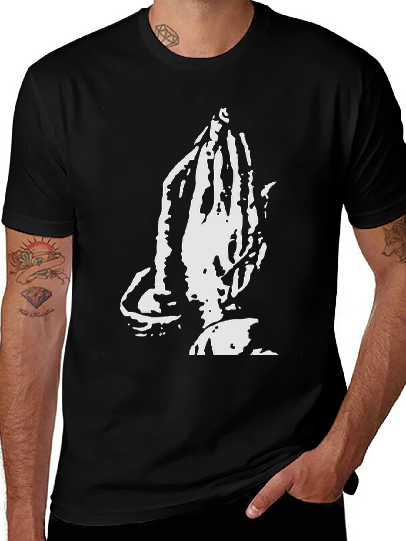 Variant 5 of Praying Hands Graphic Tee - Black T-Shirt