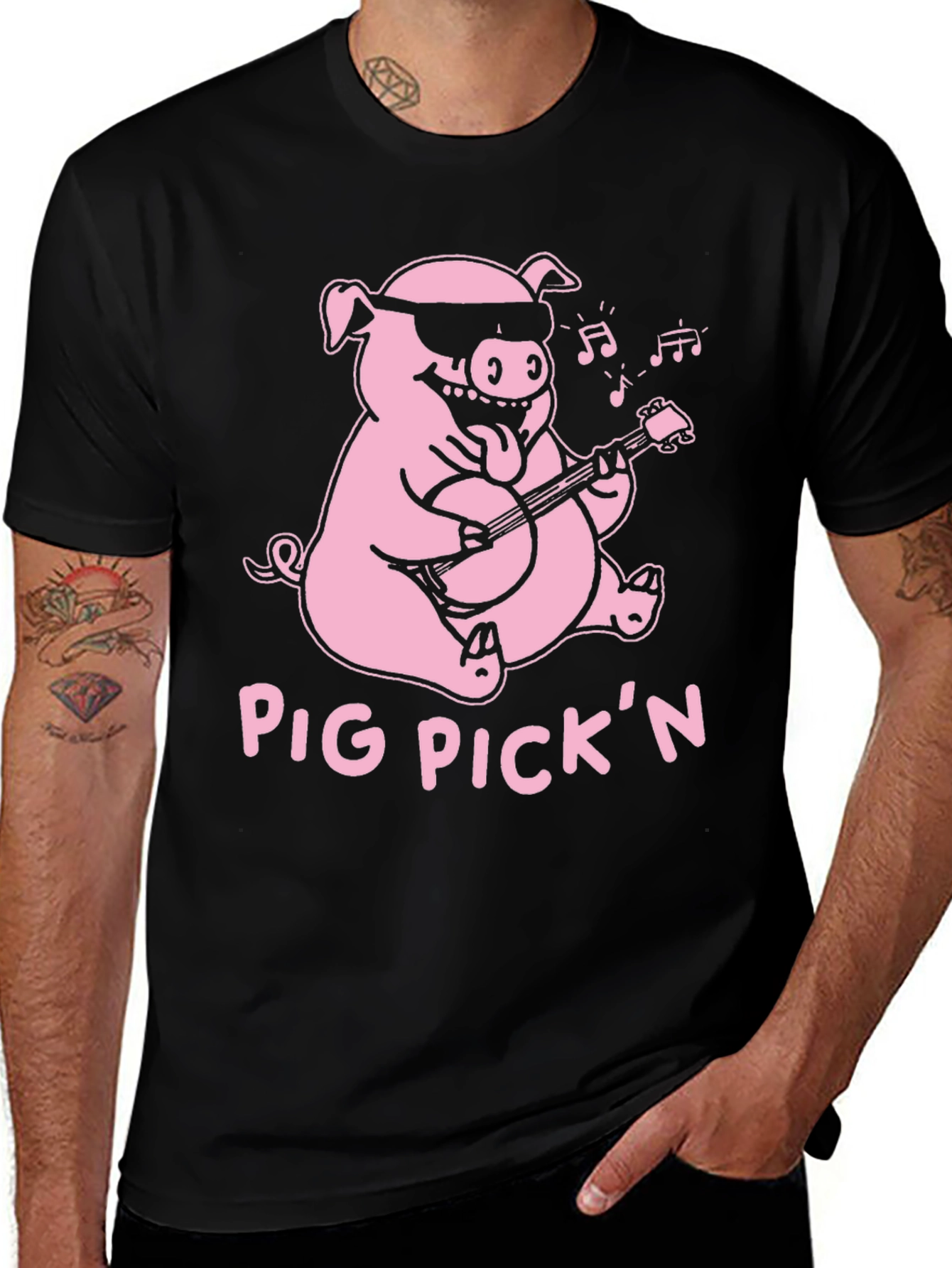 Black Pig Pickin' Graphic Tee - Black Cotton T-Shirt main image
