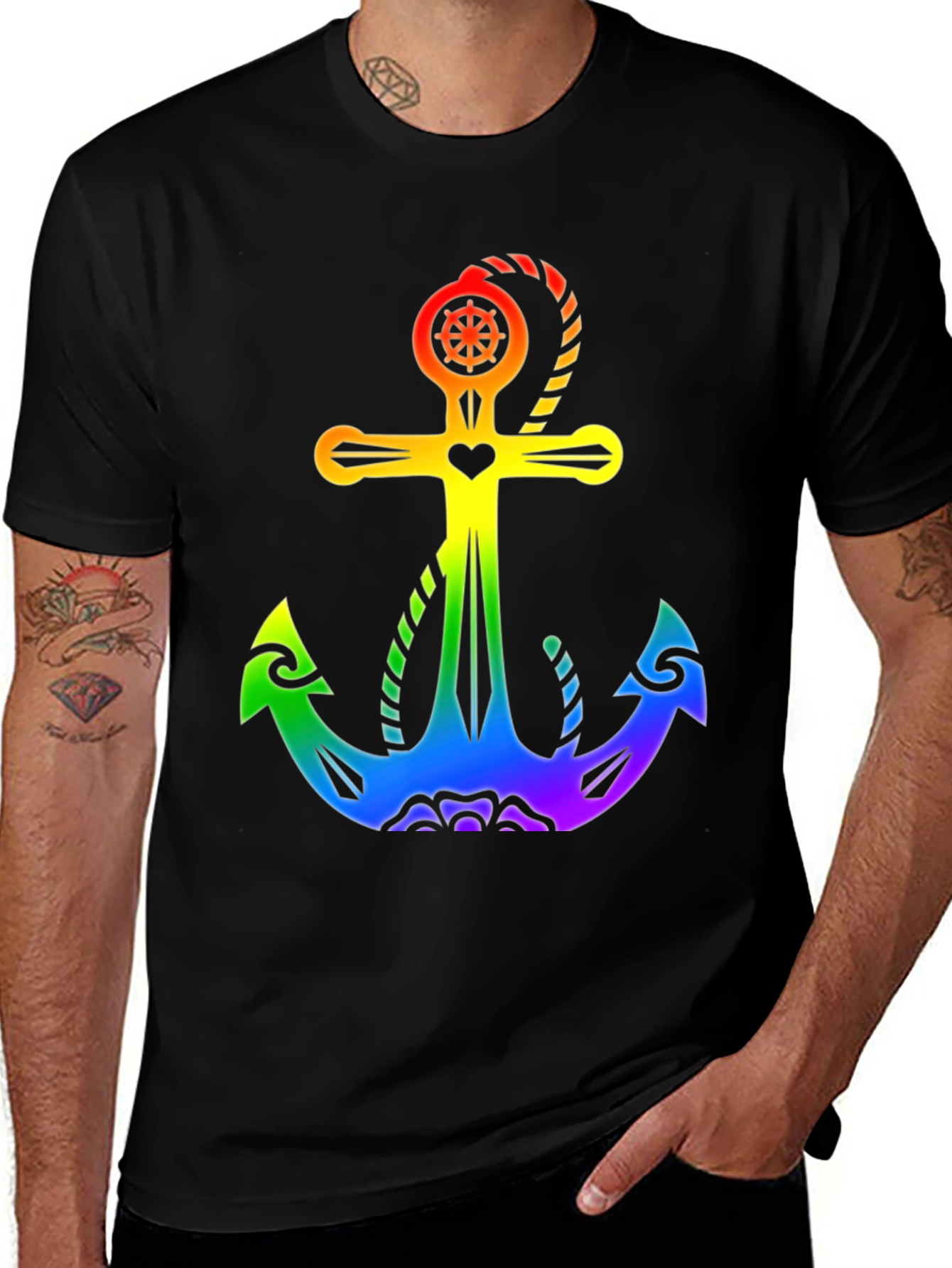 Variant 12 of Rainbow Anchor Graphic T-Shirt