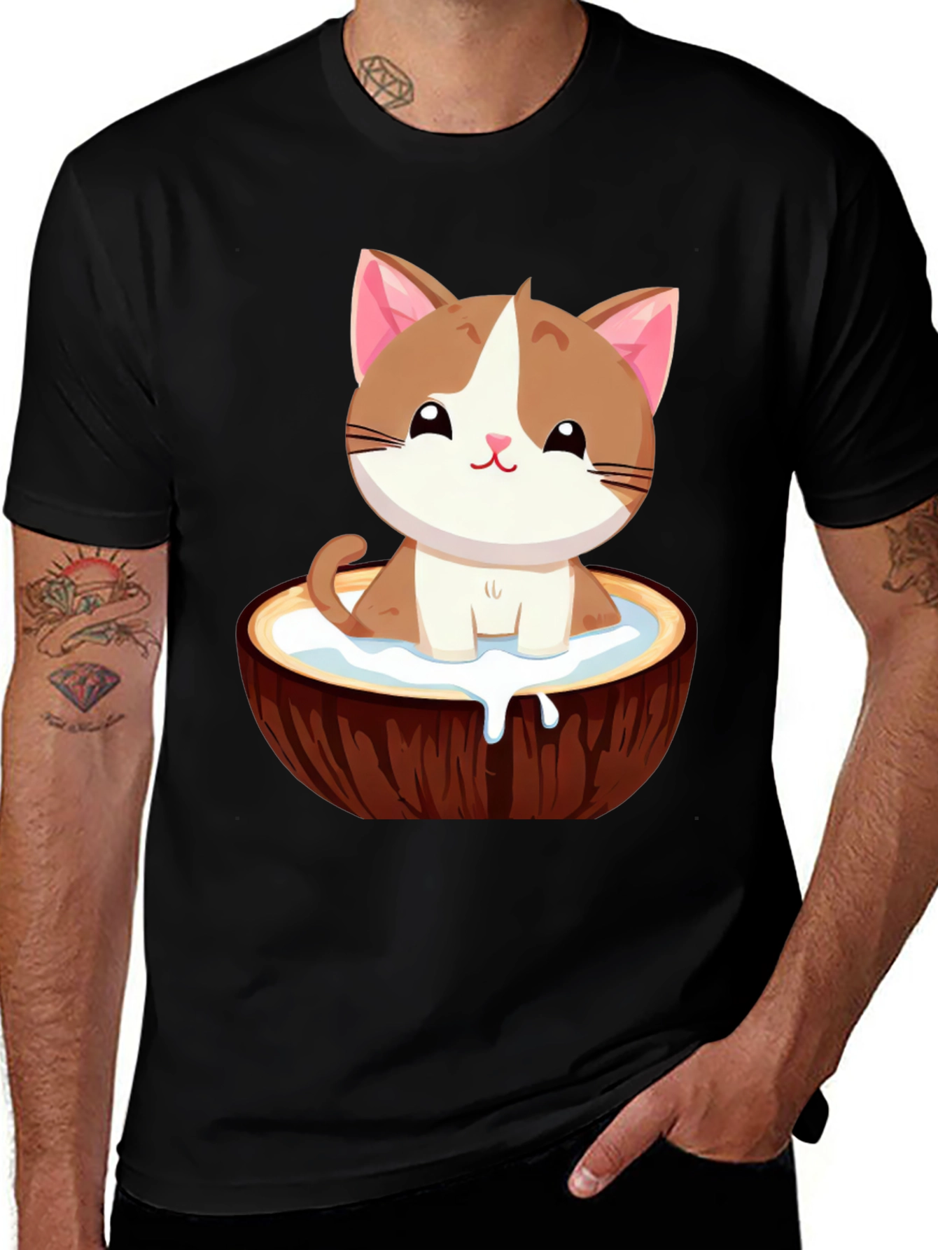 Variant 7 of Cute Cat in Coconut Bowl T-Shirt
