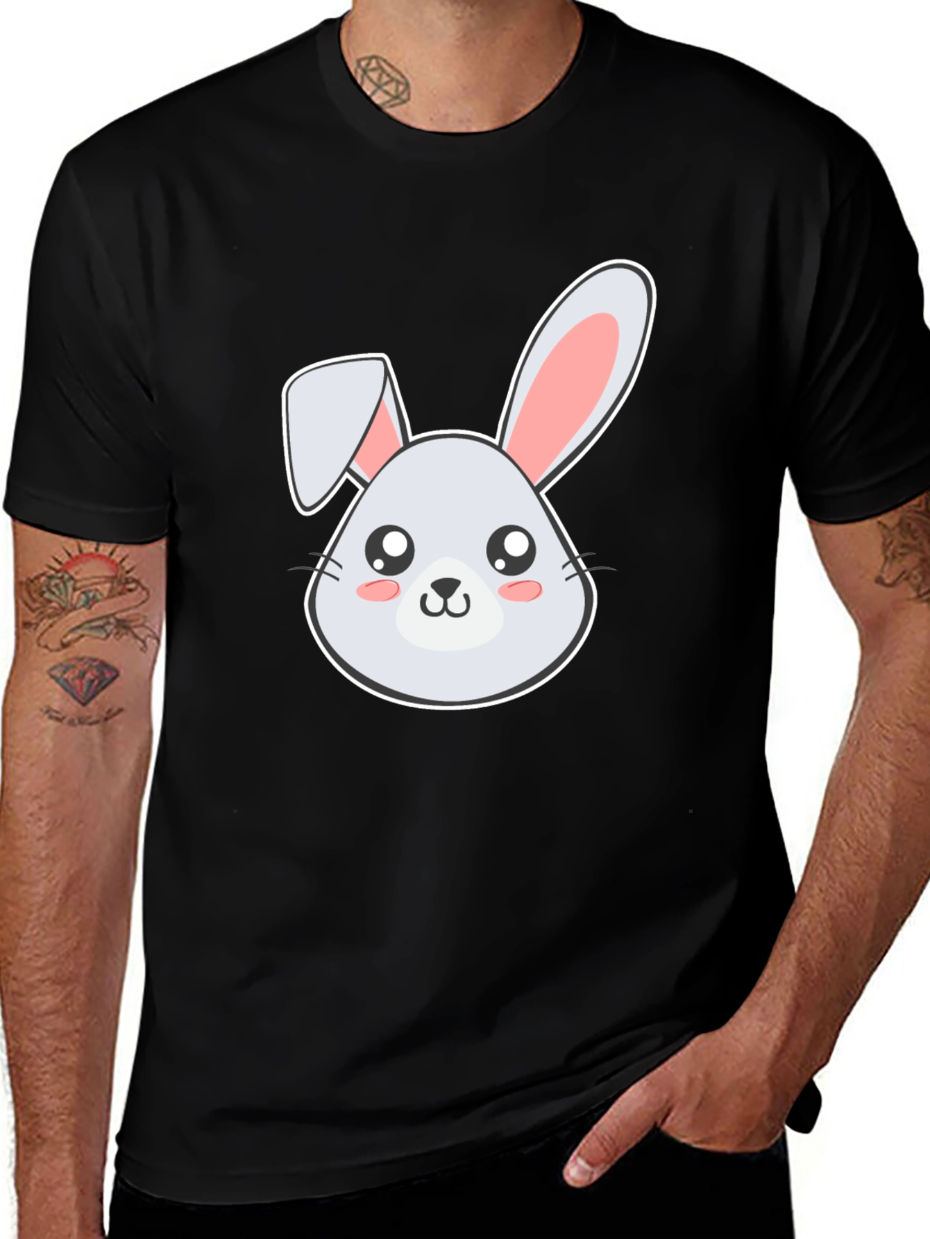 Variant 30 of Cute Bunny Graphic T-Shirt - Black