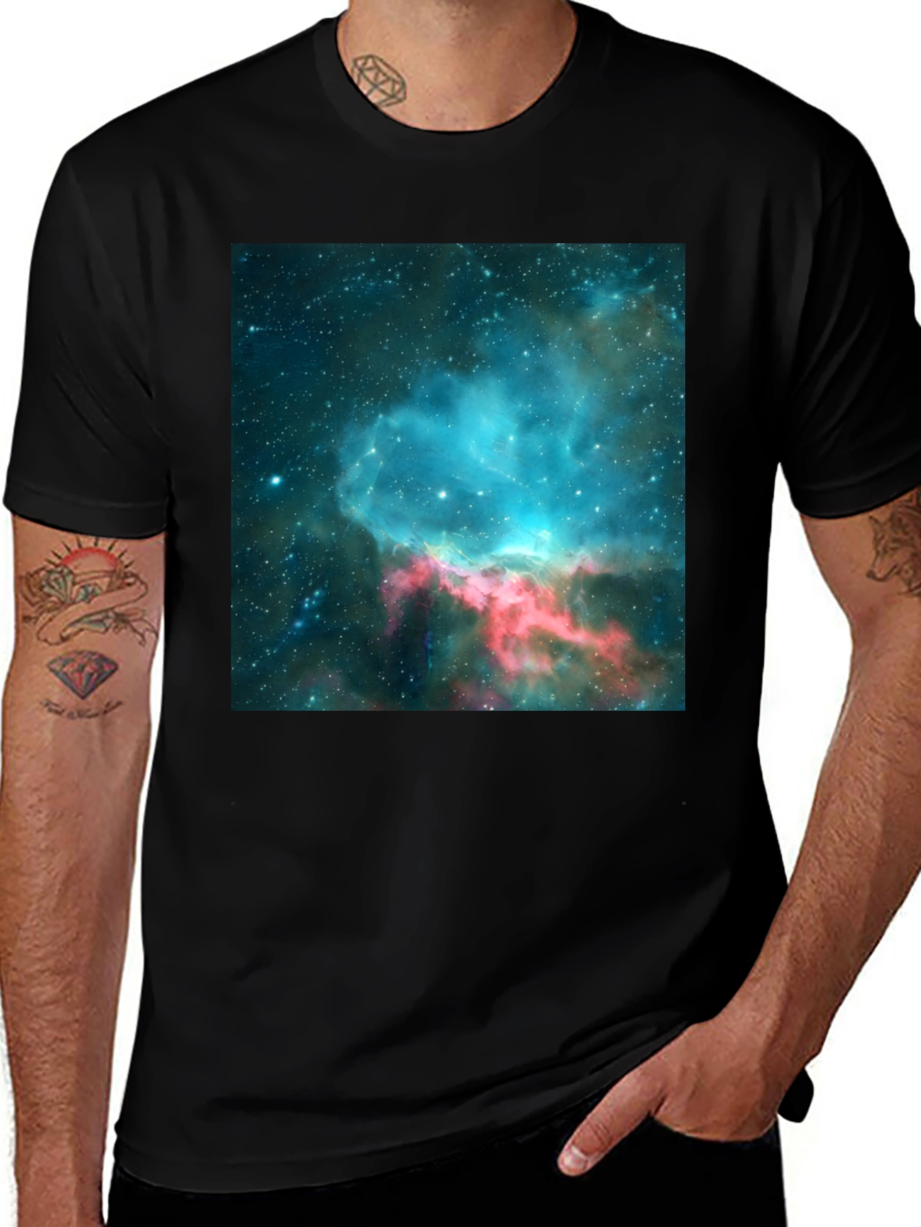 Variant 30 of Nebula Print Black T-Shirt - Galaxy Design