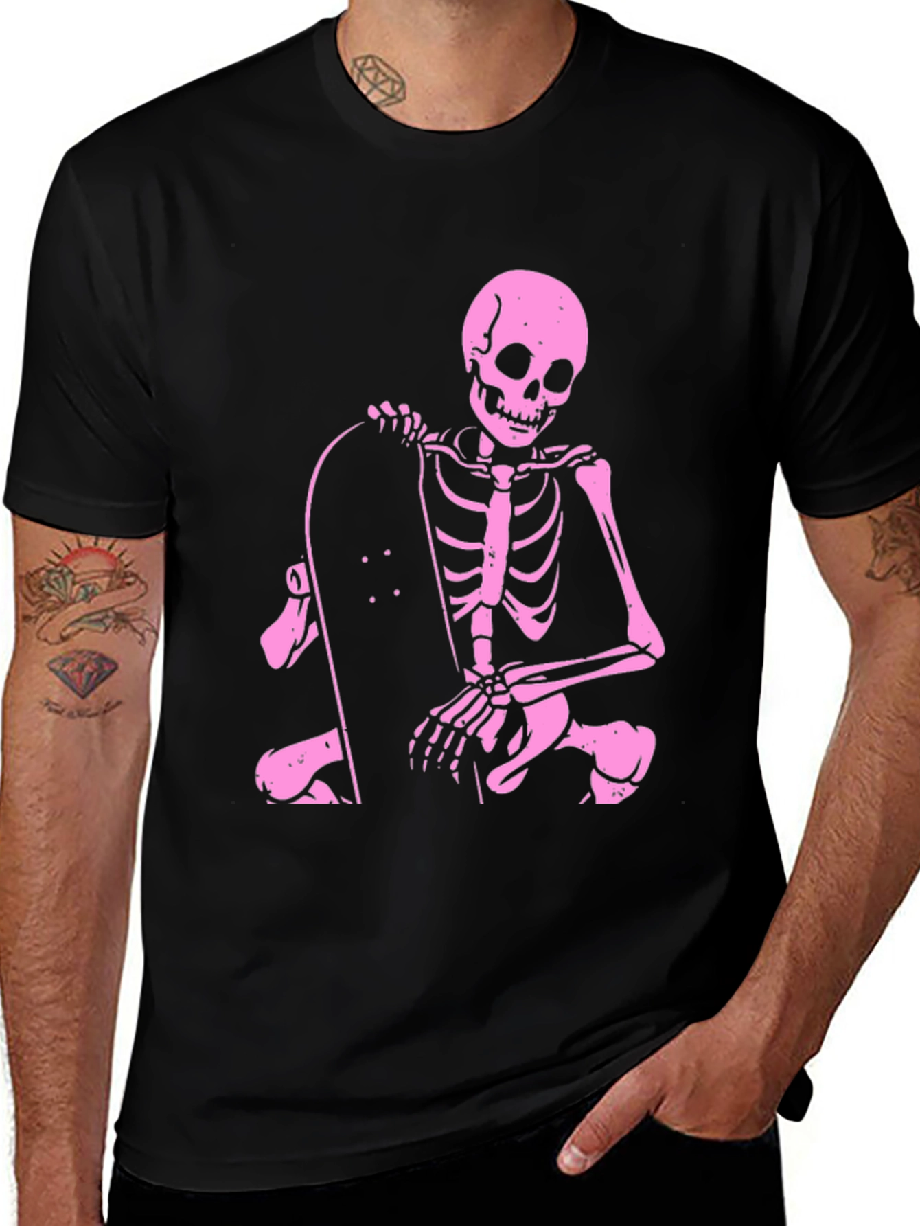 Variant 3 of Skeleton Skateboarder Graphic Tee - Black T-Shirt