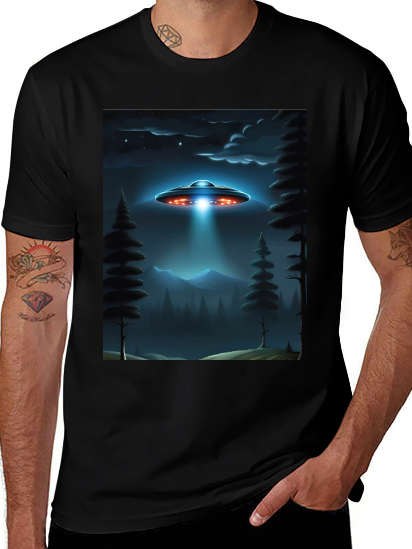 UFO Abduction Graphic Tee - Sci-Fi T-Shirt