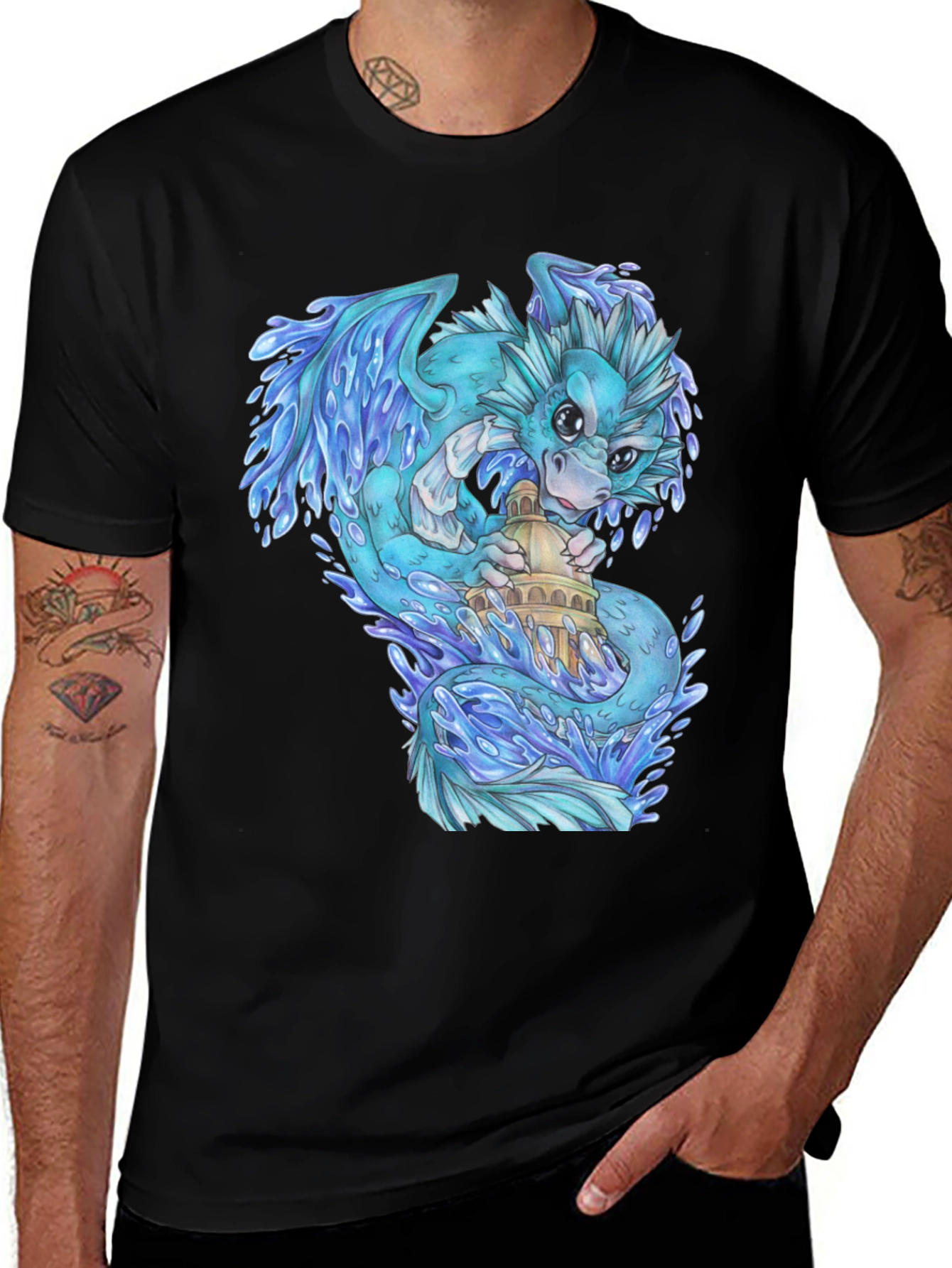 Variant 19 of Water Dragon Graphic T-Shirt - Unique Design