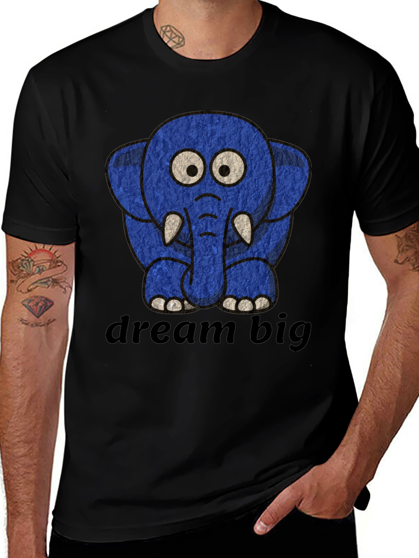 Cute Blue Elephant "Dream Big" Graphic Tee
