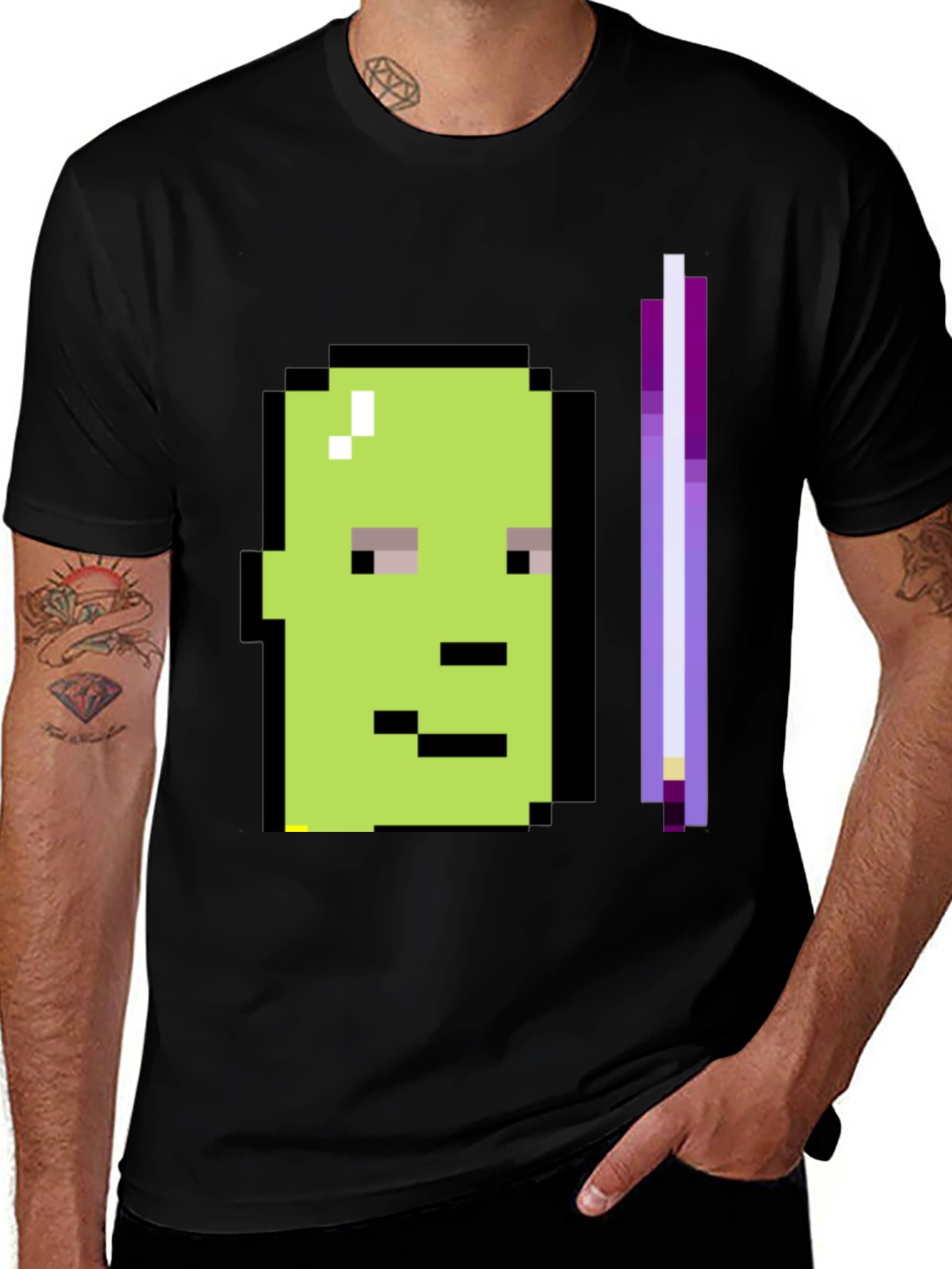 Variant 21 of Pixel Art Character Graphic Tee - Black T-Shirt