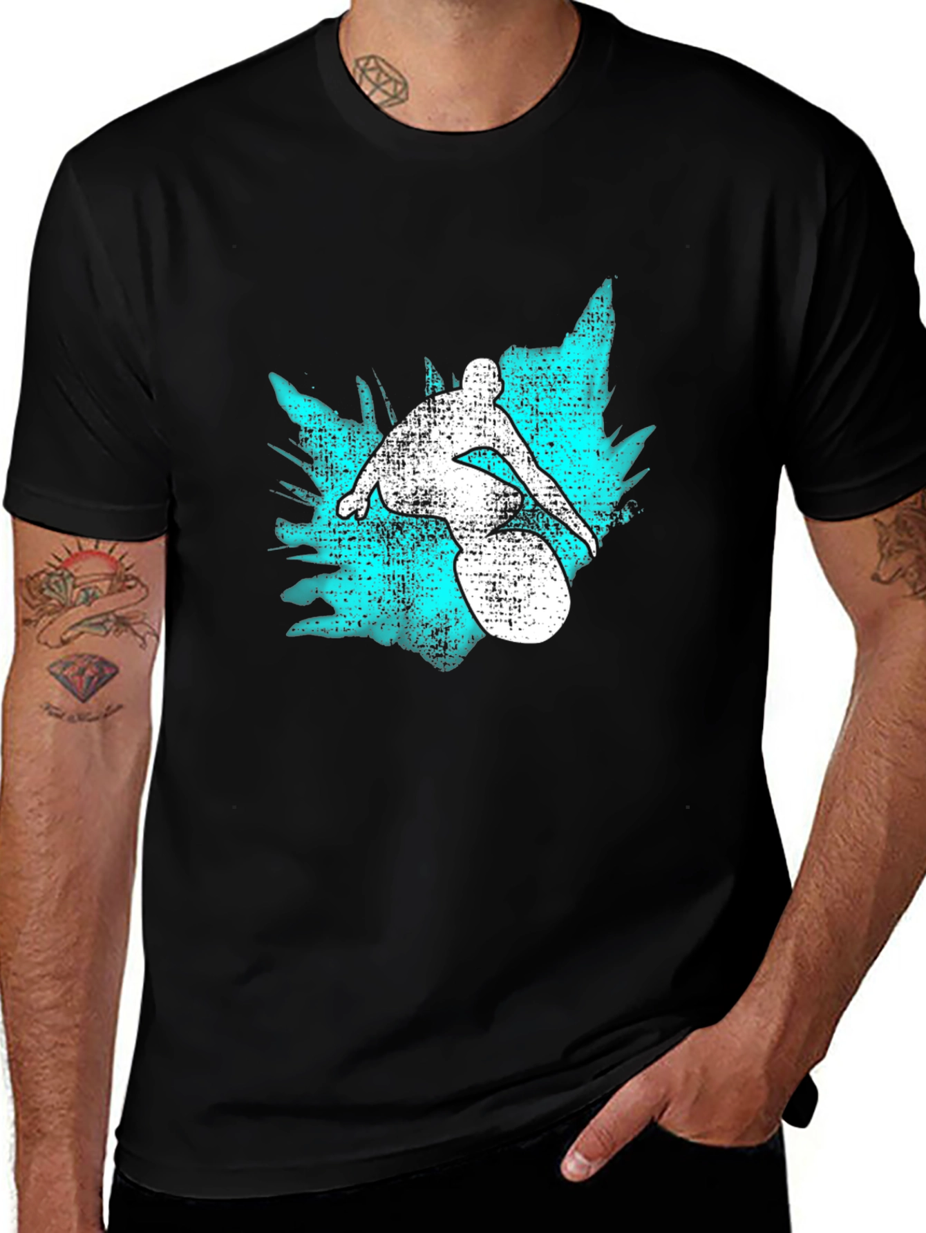 Variant 24 of Surfer Graphic T-Shirt - Men's Black Tee