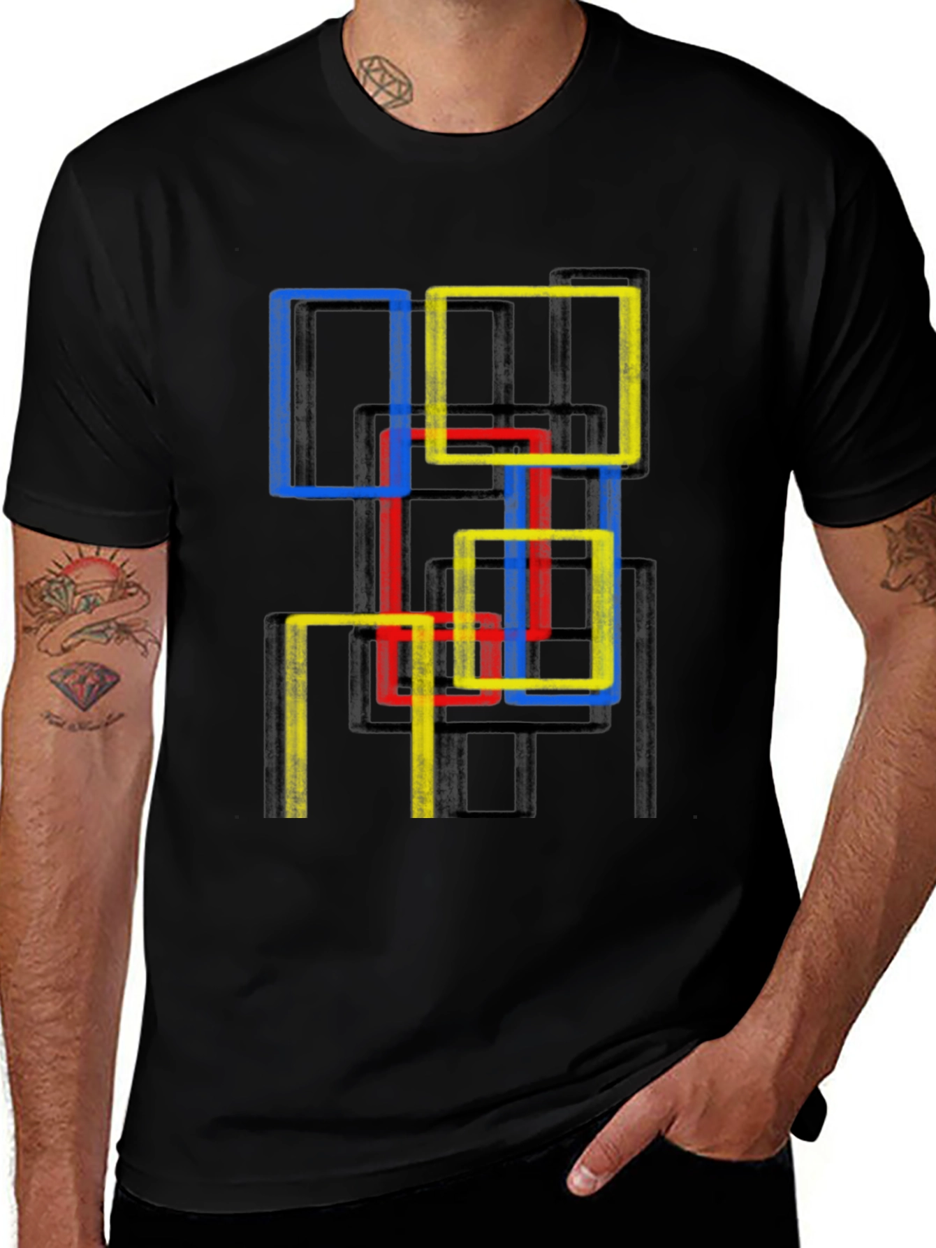 Variant 29 of Abstract Geometric Squares Graphic Tee - Modern Art Shirt