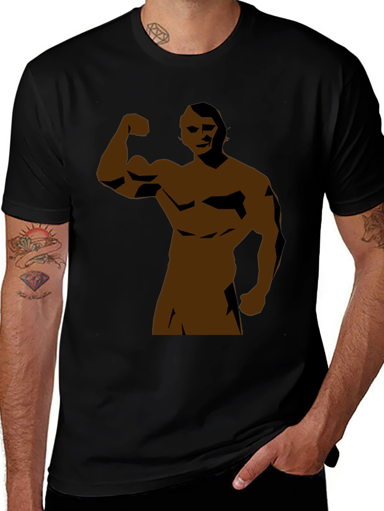 Variant 19 of Muscle Man Graphic Tee - Black Short Sleeve