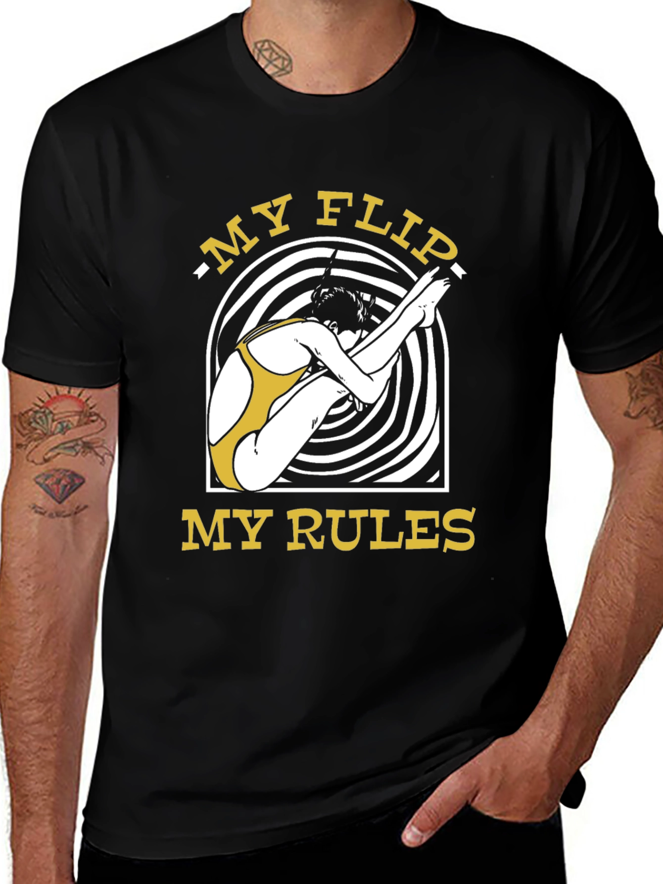 Variant 26 of My Flip, My Rules Black Graphic T-Shirt