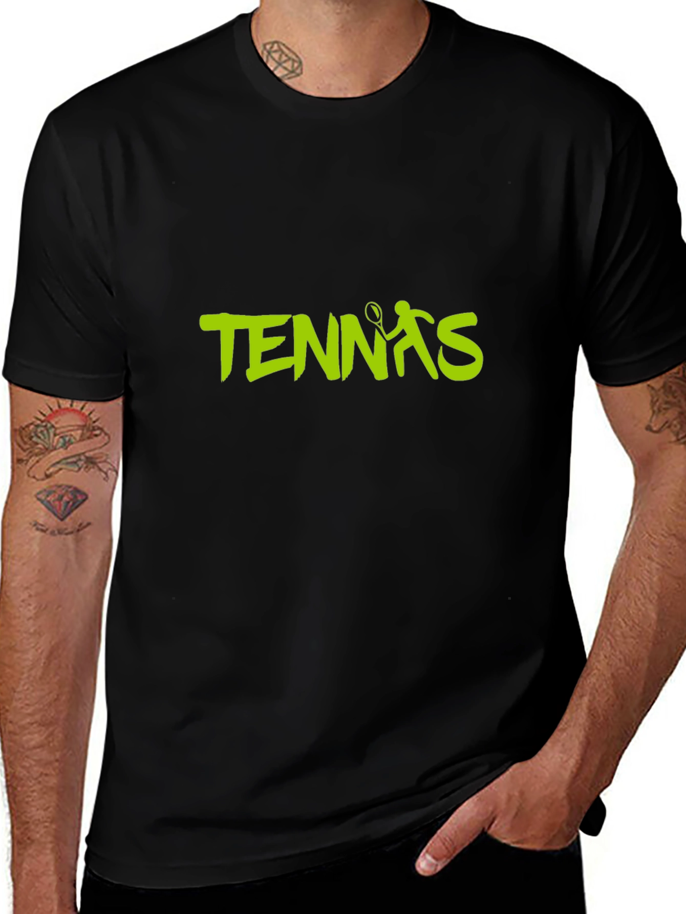 Variant 29 of Tennis Player Graphic T-Shirt - Black
