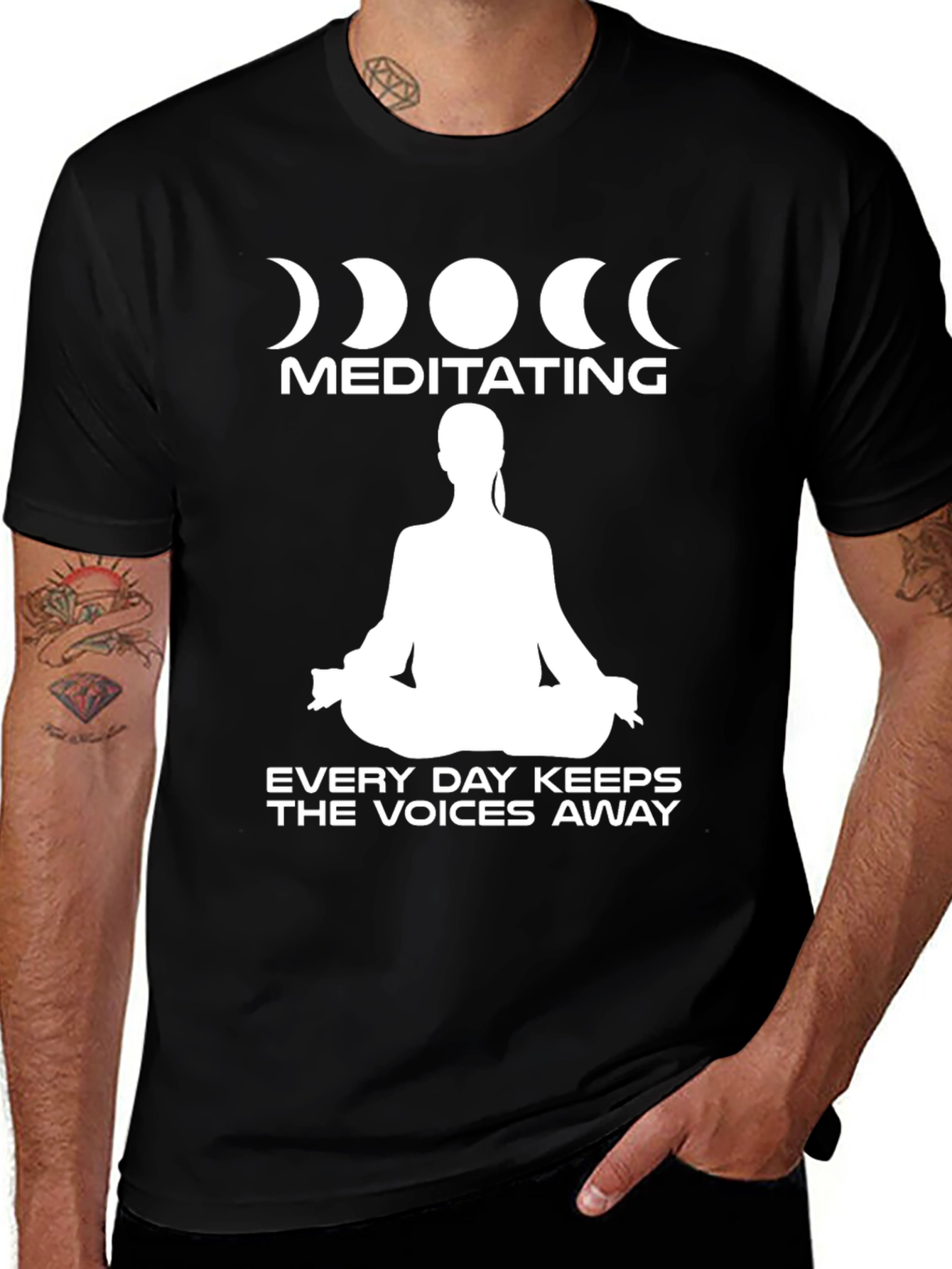 Variant 3 of Meditating Moon Phases Graphic Tee - Inner Peace T-Shirt
