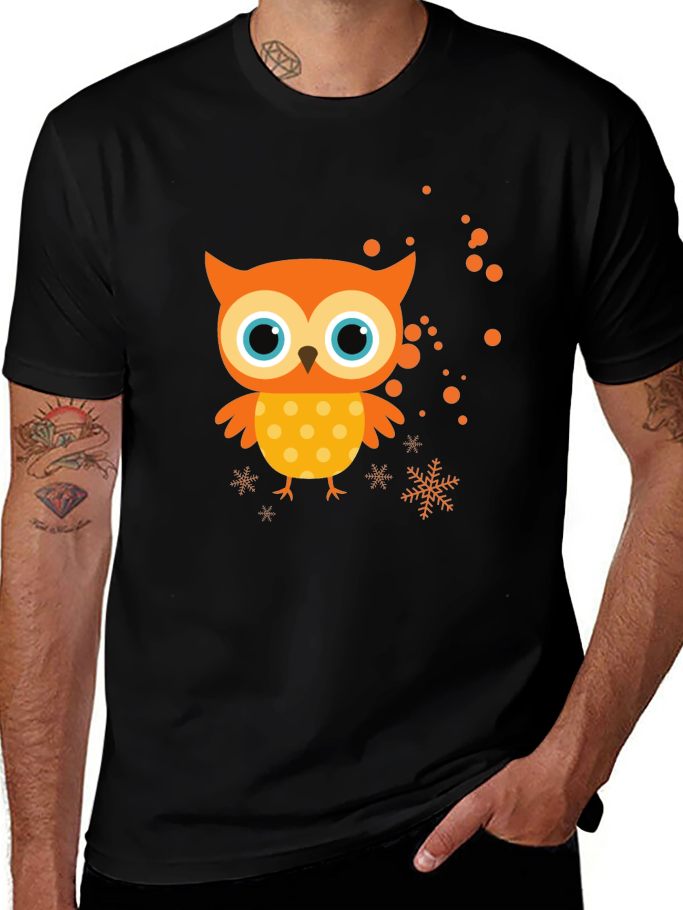 Variant 6 of Owl Graphic Print Black T-Shirt