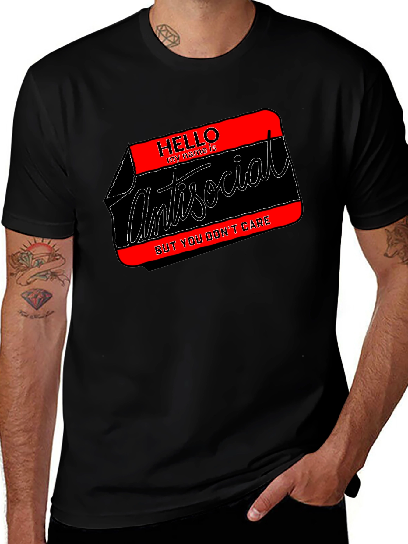 Variant 3 of Antisocial Tee: Hello, My Name is Introvert