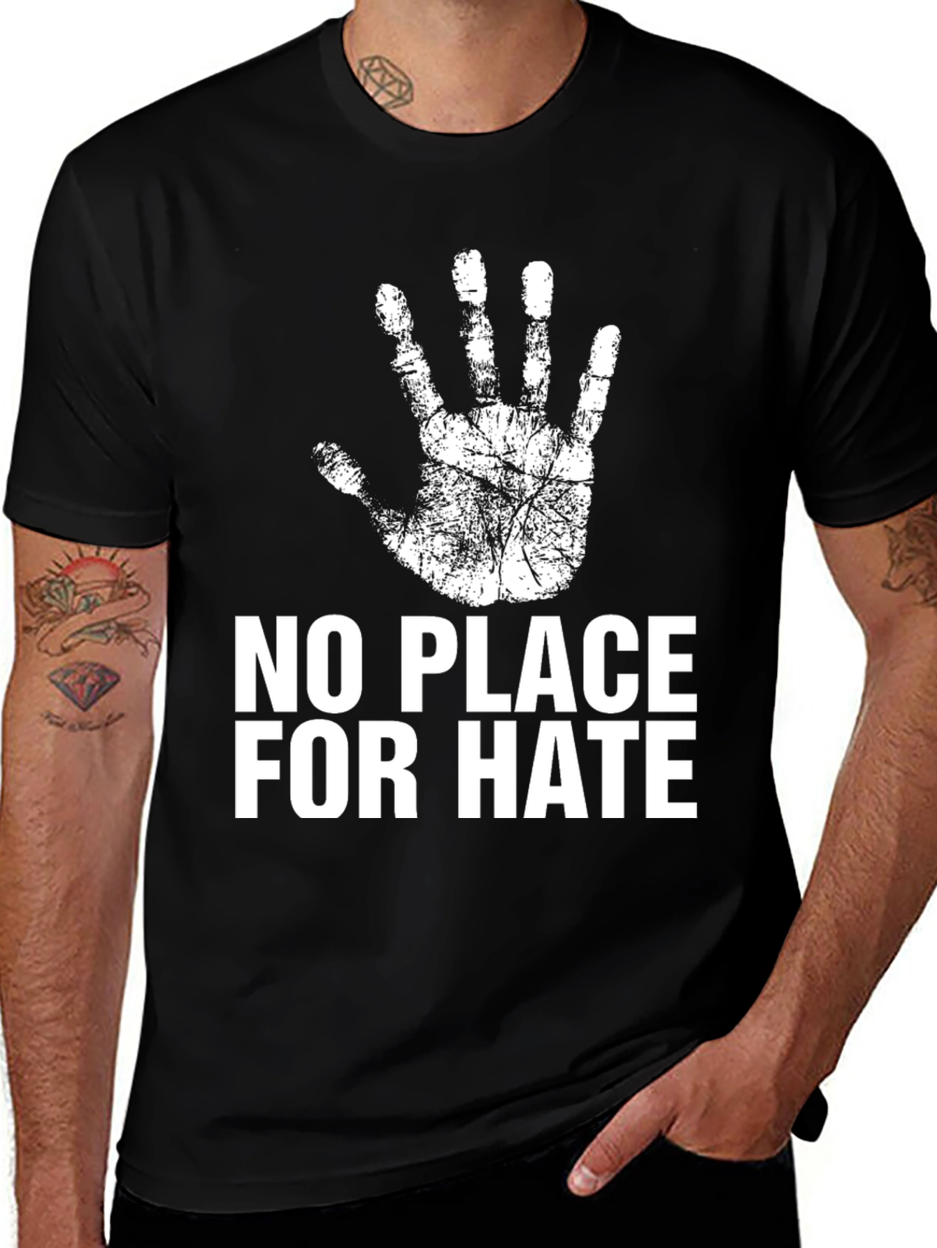 Variant 7 of No Place for Hate T-Shirt - Hand Print Design