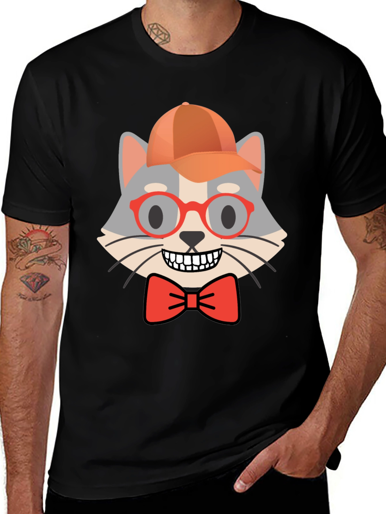 Variant 21 of Funny Cat Graphic T-Shirt - Men's Black Tee