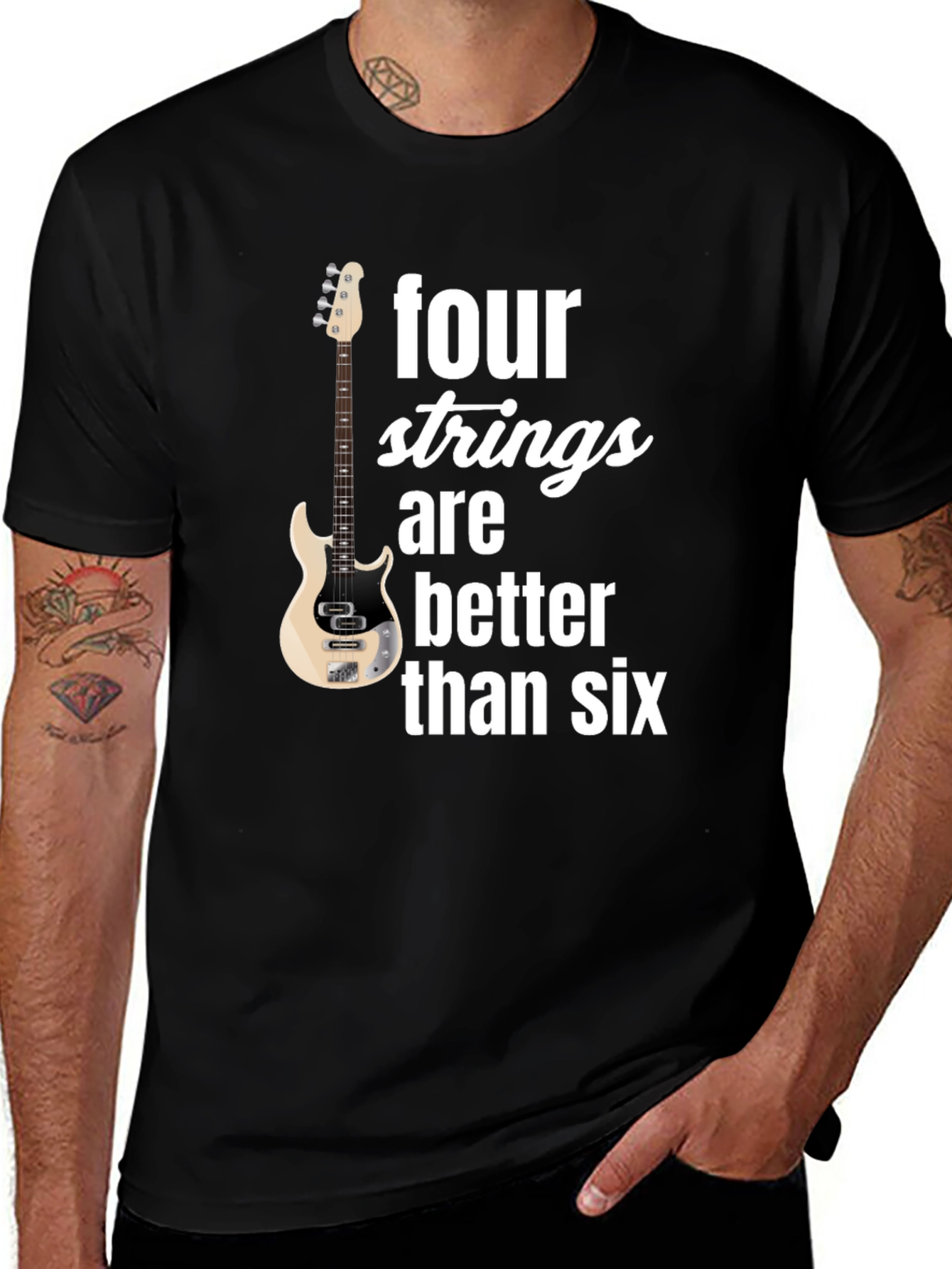 Variant 11 of Four Strings Bass Guitar T-Shirt - Music Lover Tee