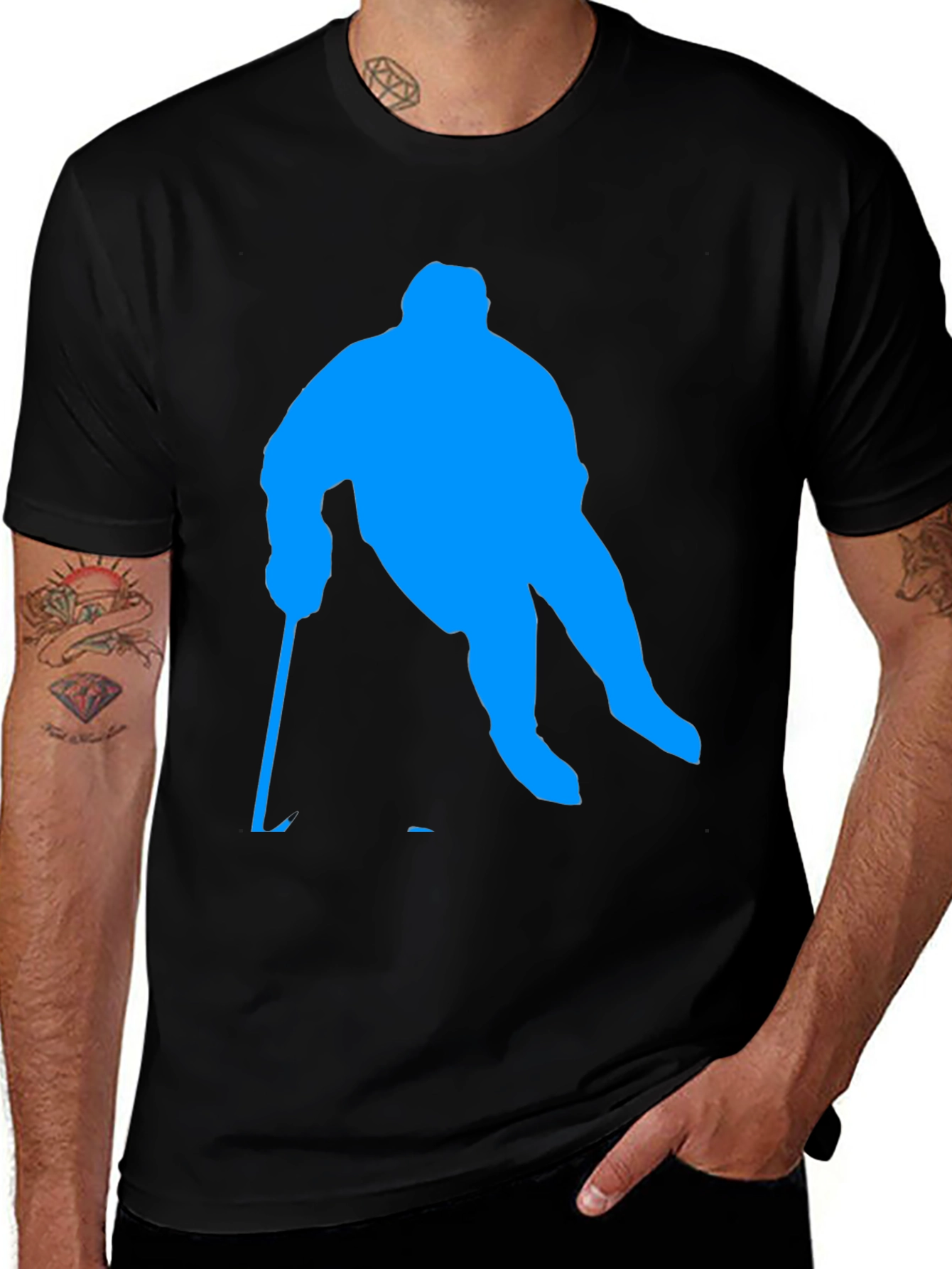 Variant 17 of Hockey Player Silhouette T-Shirt - Black
