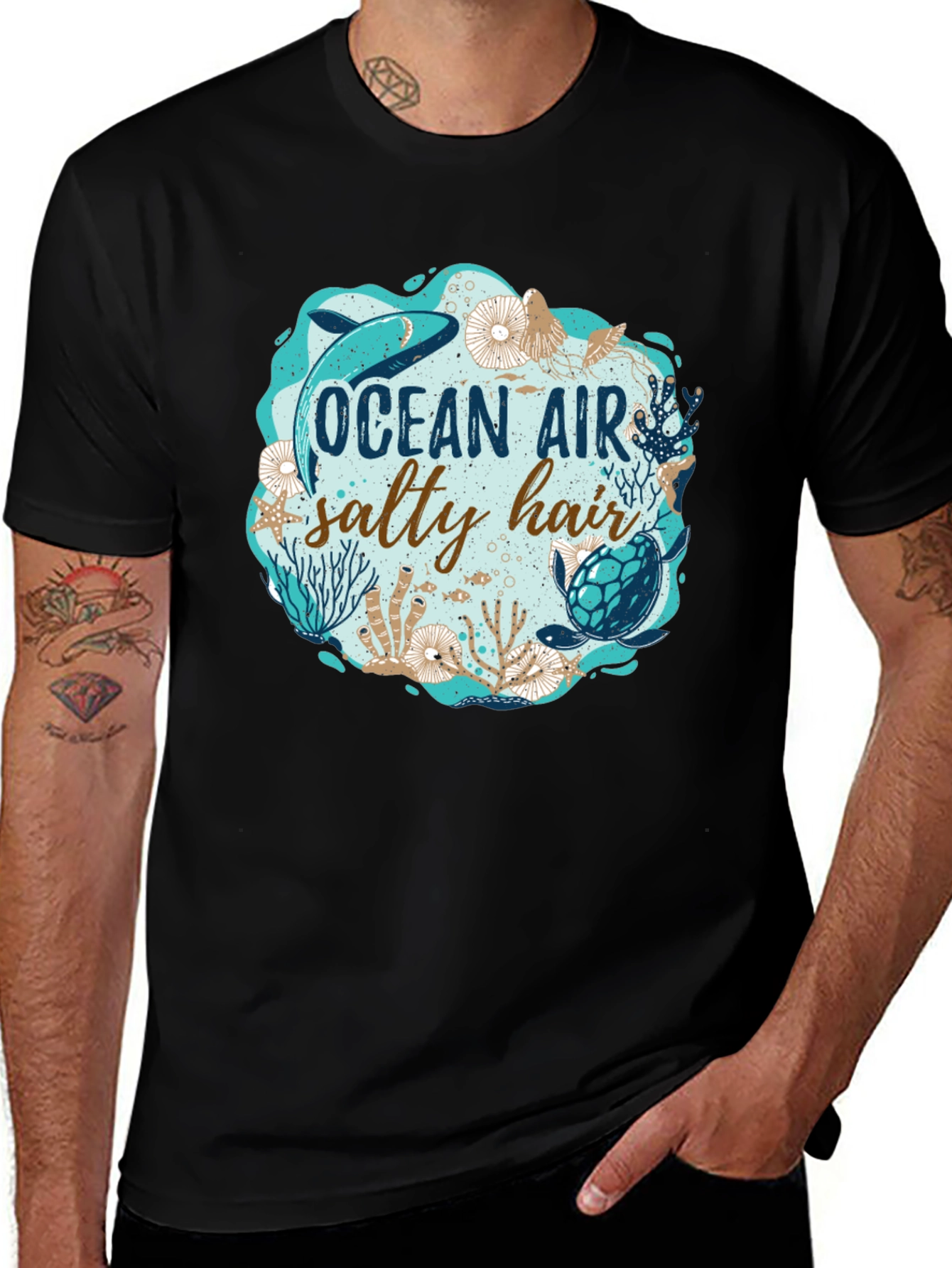 Variant 16 of Ocean Air Salty Hair Black T-Shirt