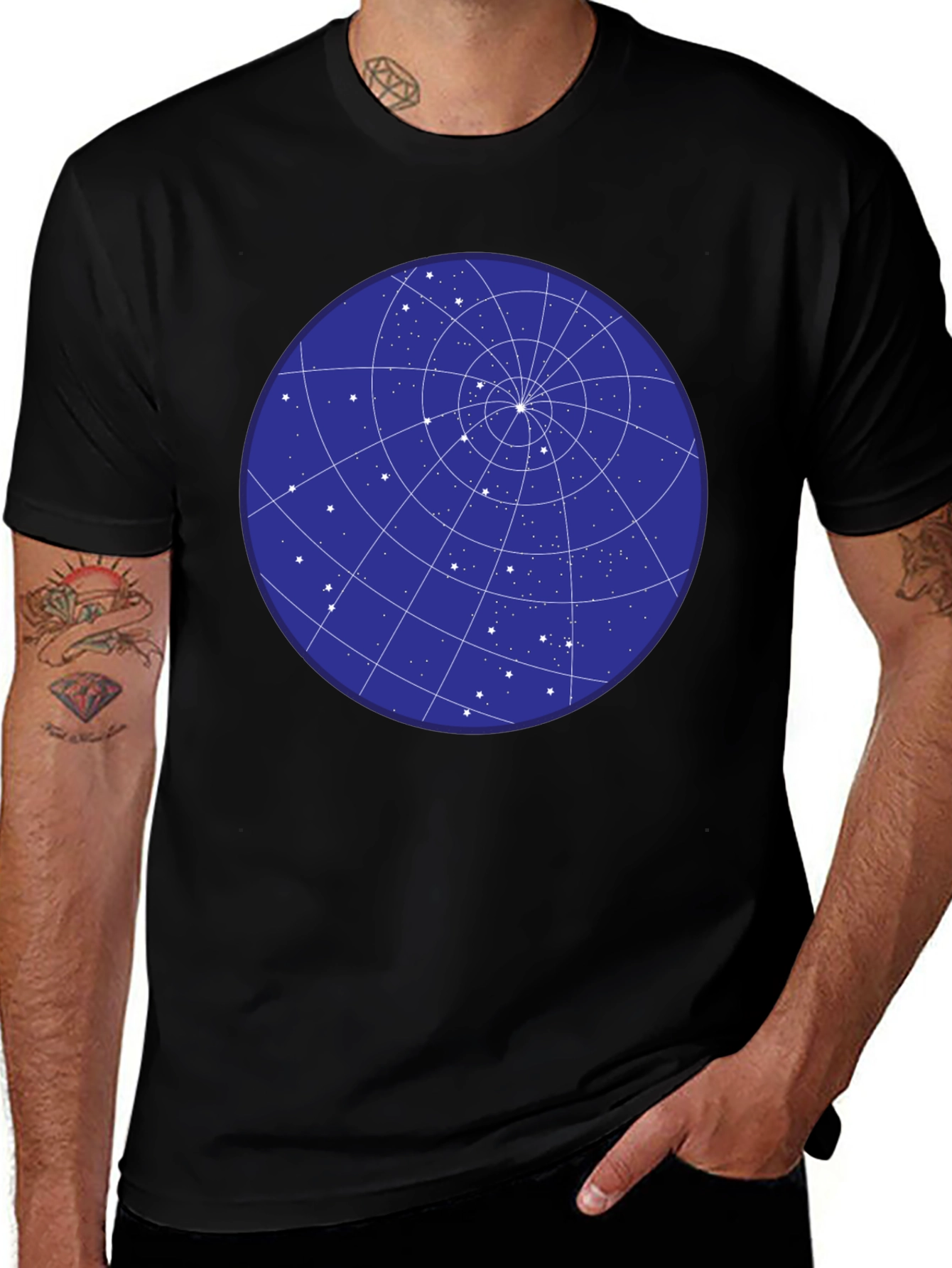 Variant 17 of Celestial Star Chart Graphic Tee - Navy