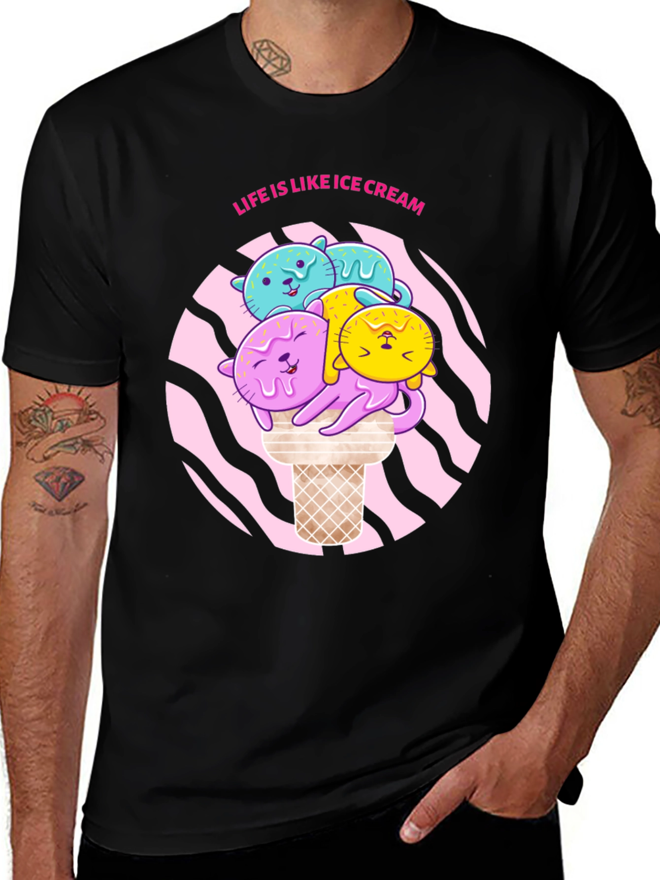 Variant 17 of Ice Cream Cat T-Shirt - Life is Like Ice Cream