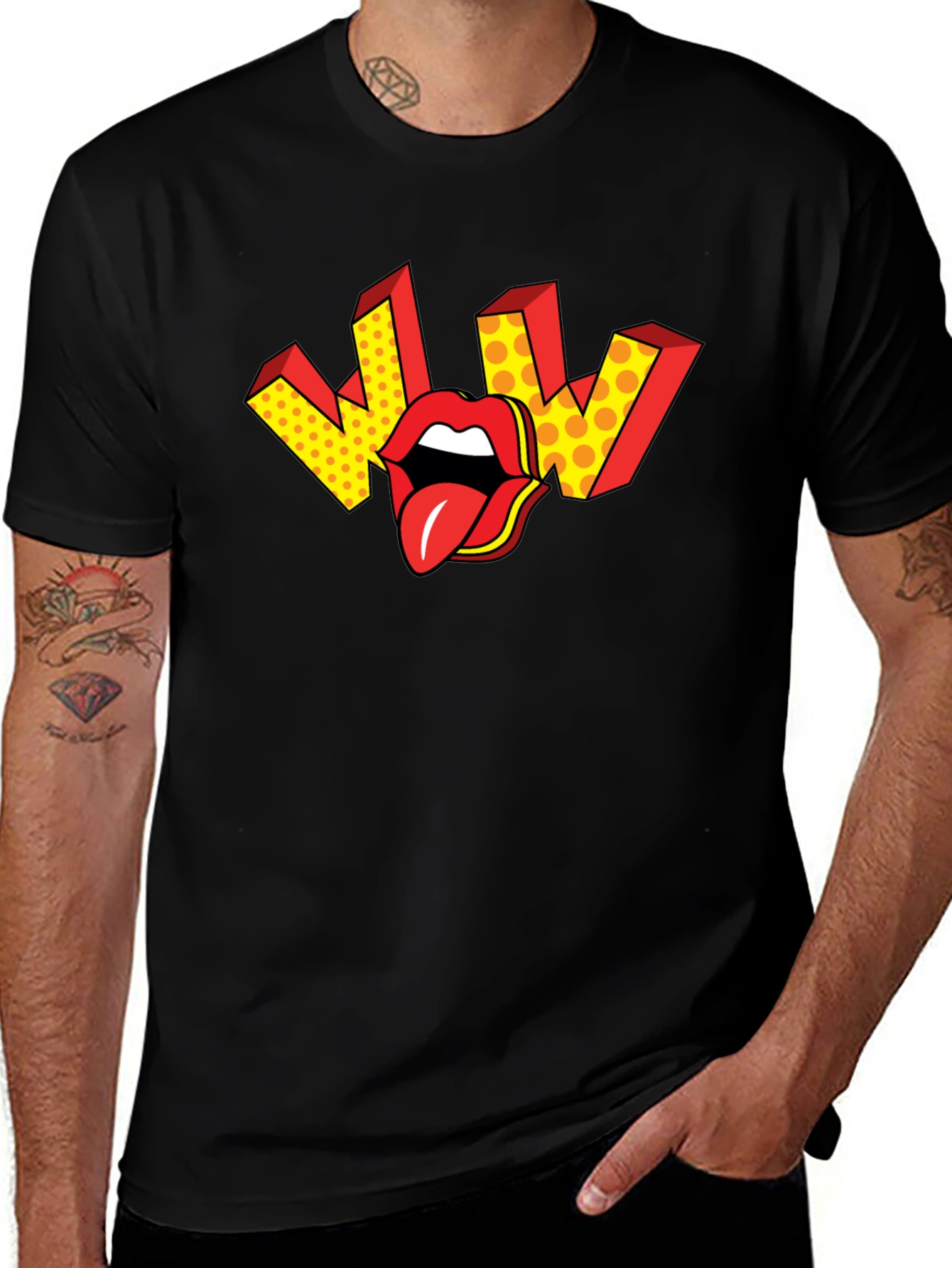 Variant 8 of WOW Lips Graphic Black T-Shirt
