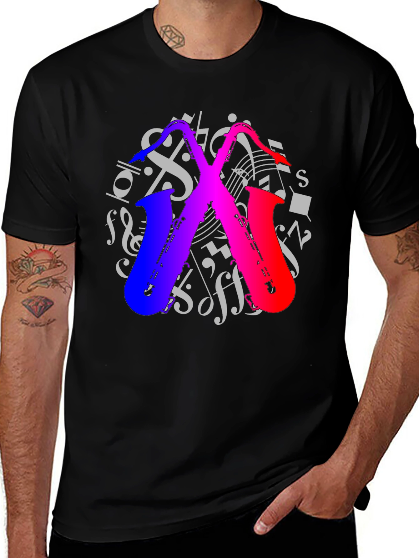 Variant 16 of Music Lover Saxophone Graphic T-Shirt