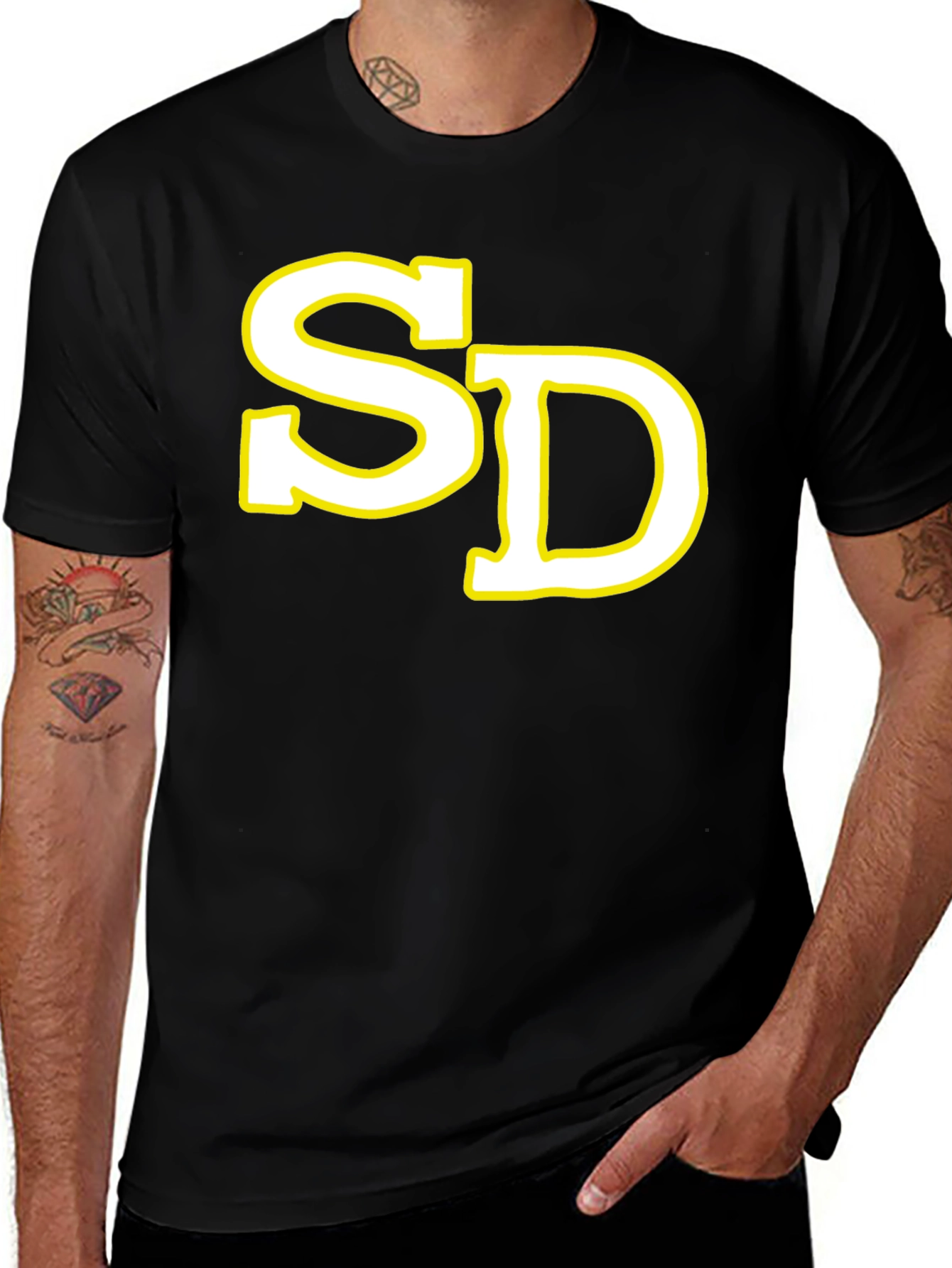 Variant 16 of SD Initial T-Shirt - Black Cotton Blend Casual Tee