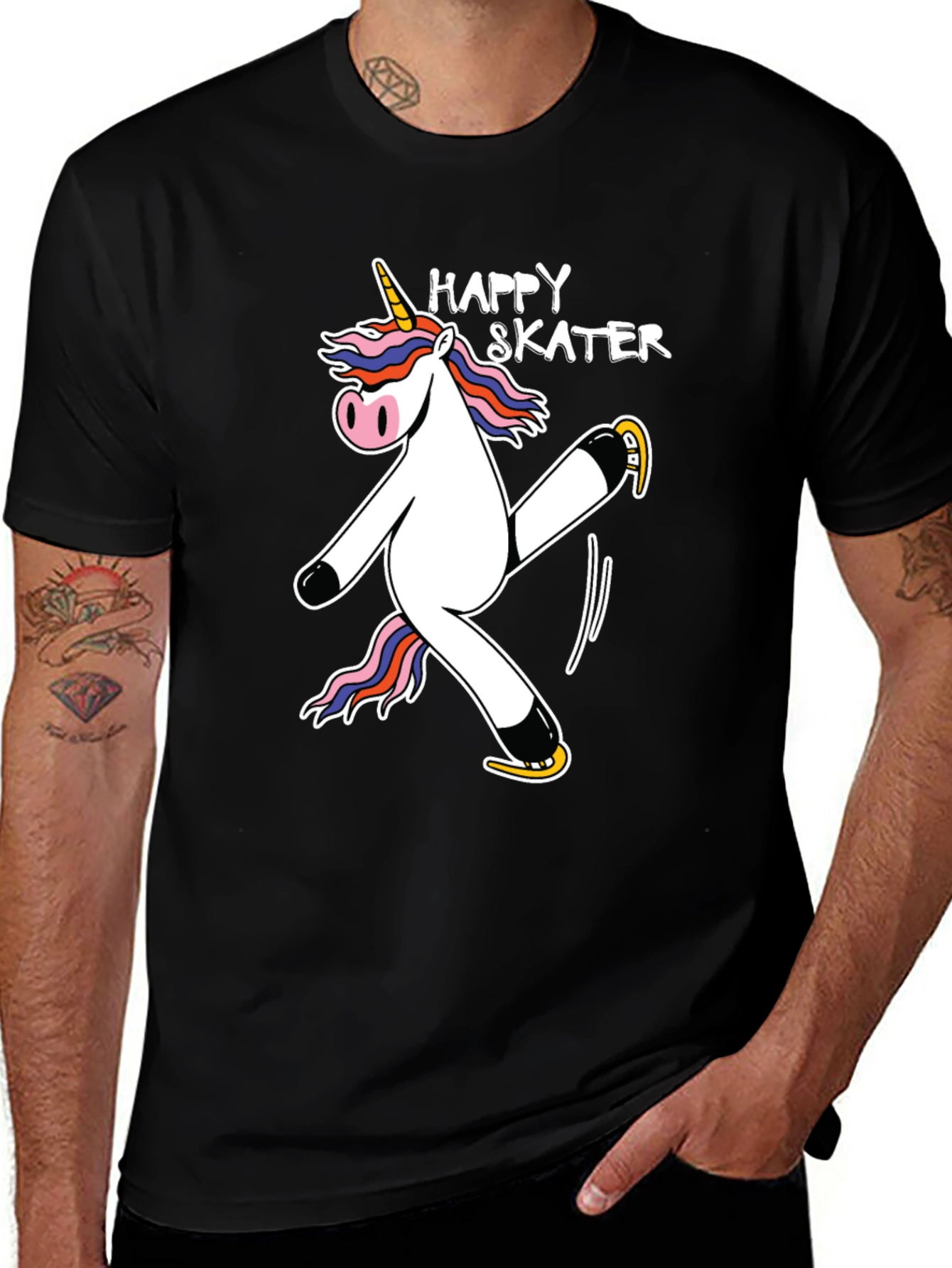 Variant 15 of Happy Skater Unicorn Graphic Tee