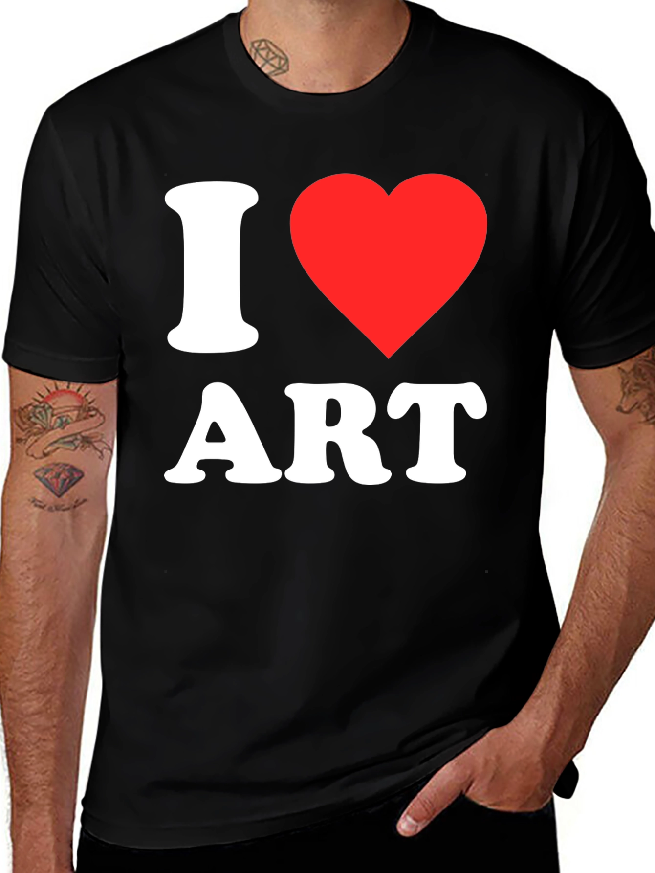 Variant 12 of I Love Art Graphic T-Shirt - Black Cotton Tee