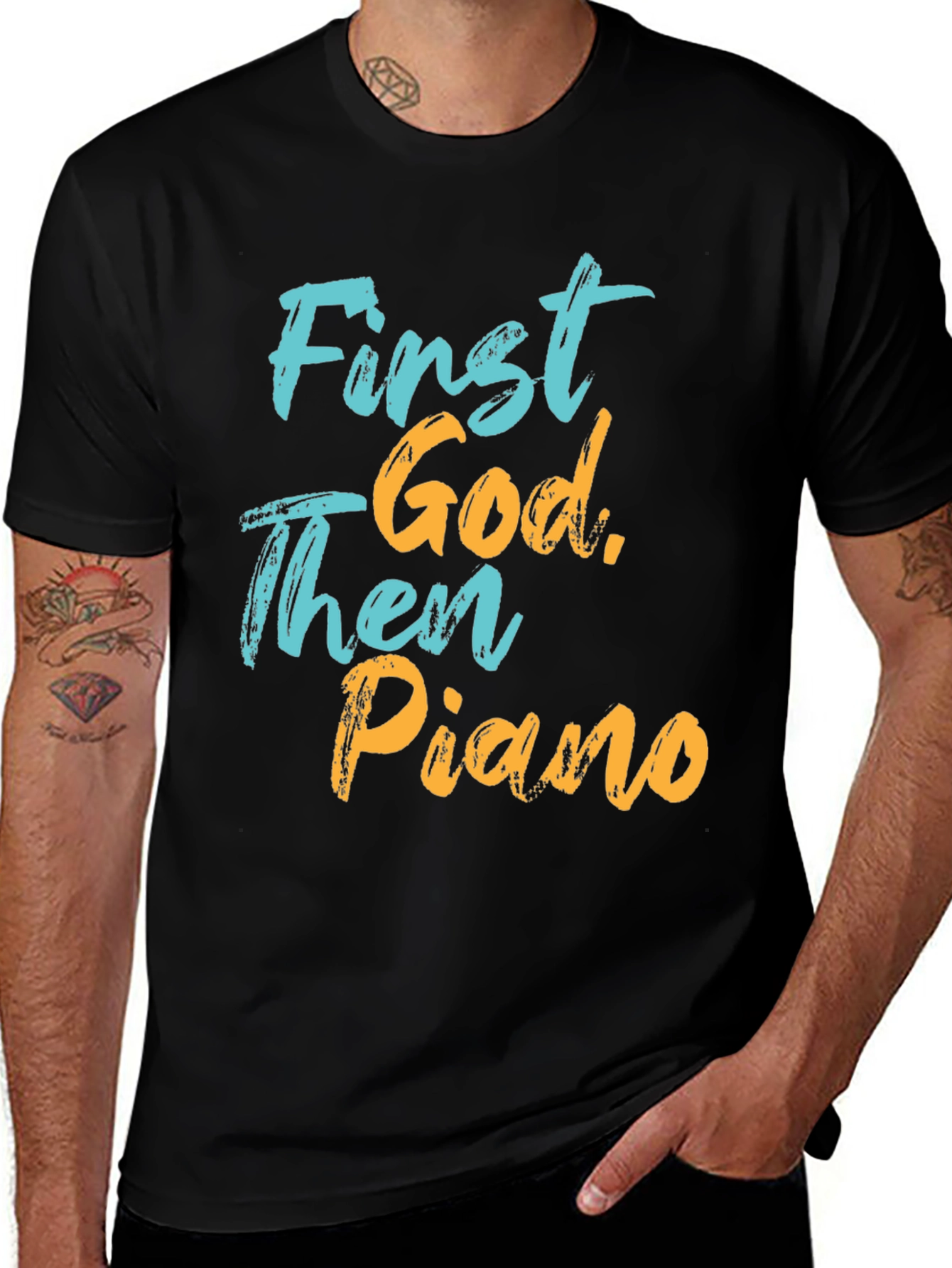 Variant 30 of First God Then Piano Graphic T-Shirt