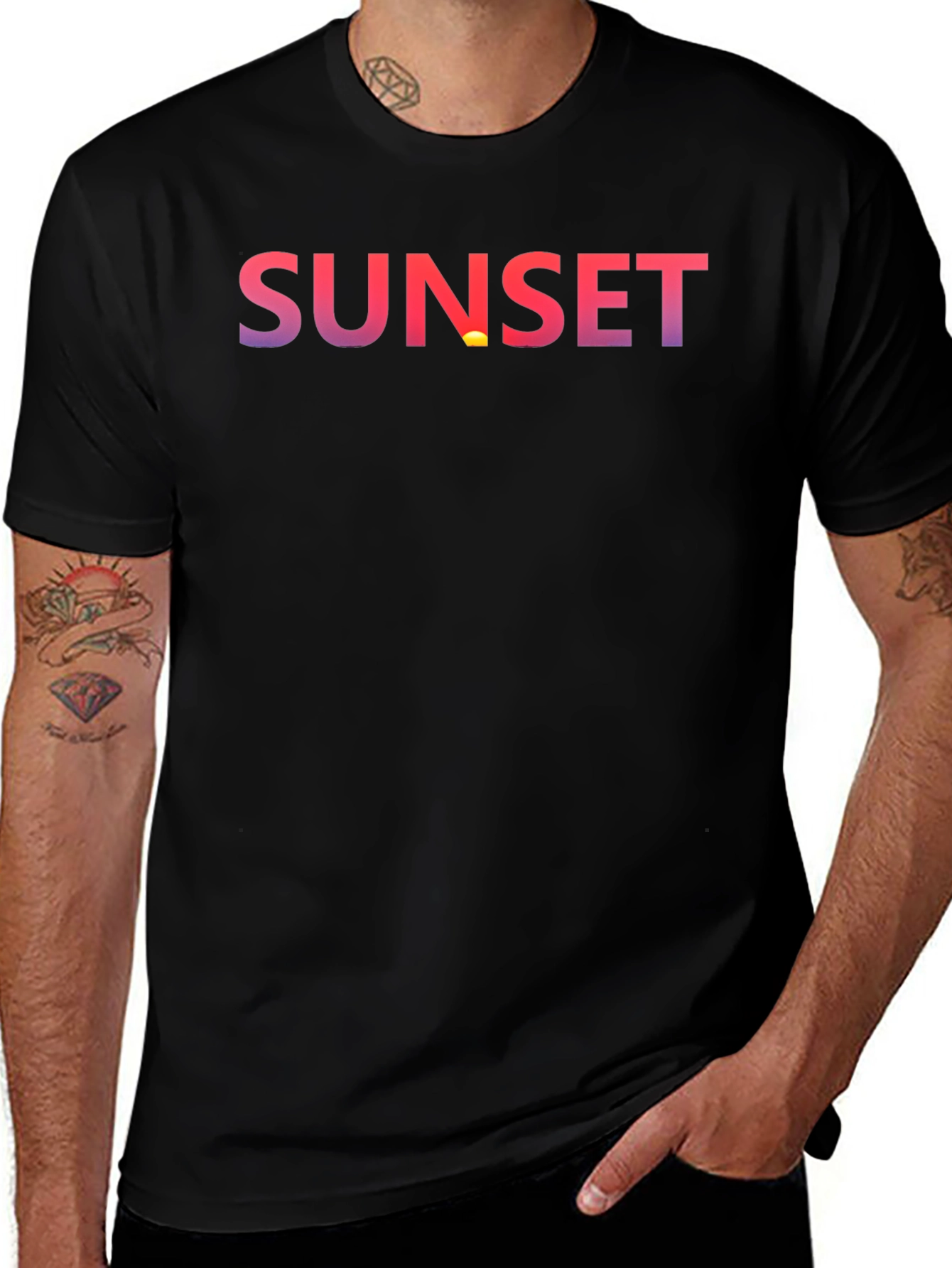 Variant 3 of Sunset Graphic Tee - Stylish Black Cotton Blend