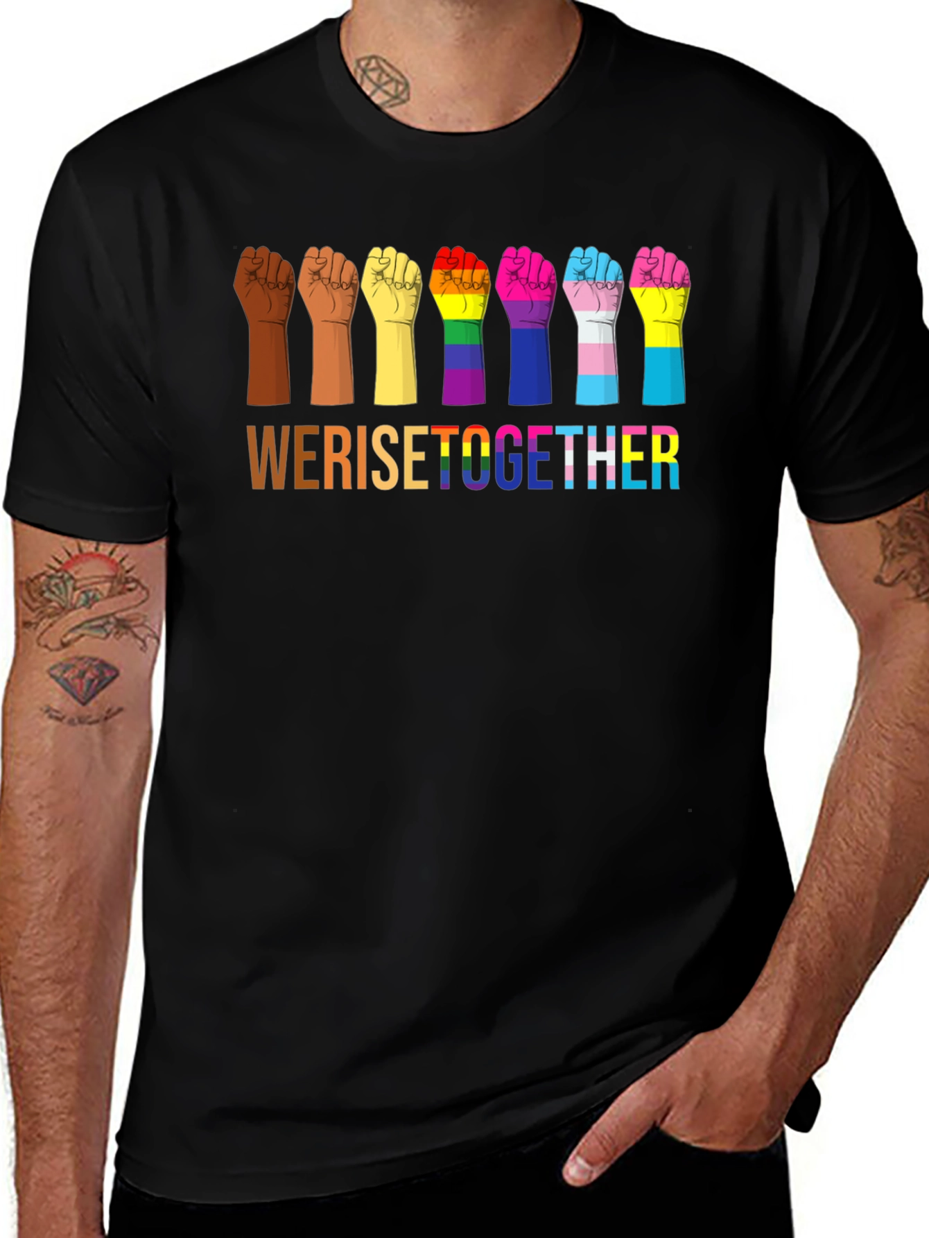 Variant 30 of We Rise Together Pride Fist T-Shirt