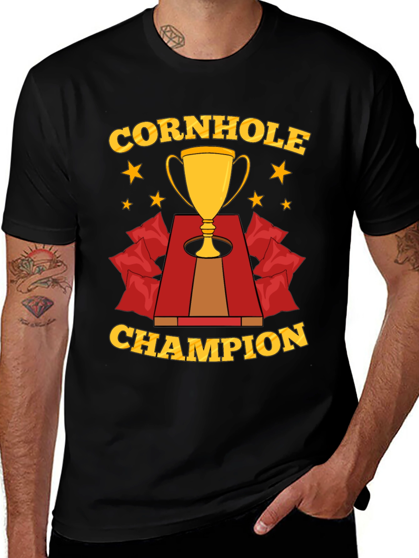 Variant 2 of Cornhole Champion T-Shirt, Trophy Design