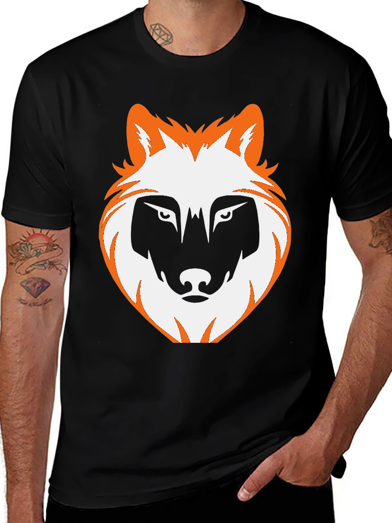 Variant 20 of Wolf Graphic Print Tee - Black Casual T-Shirt