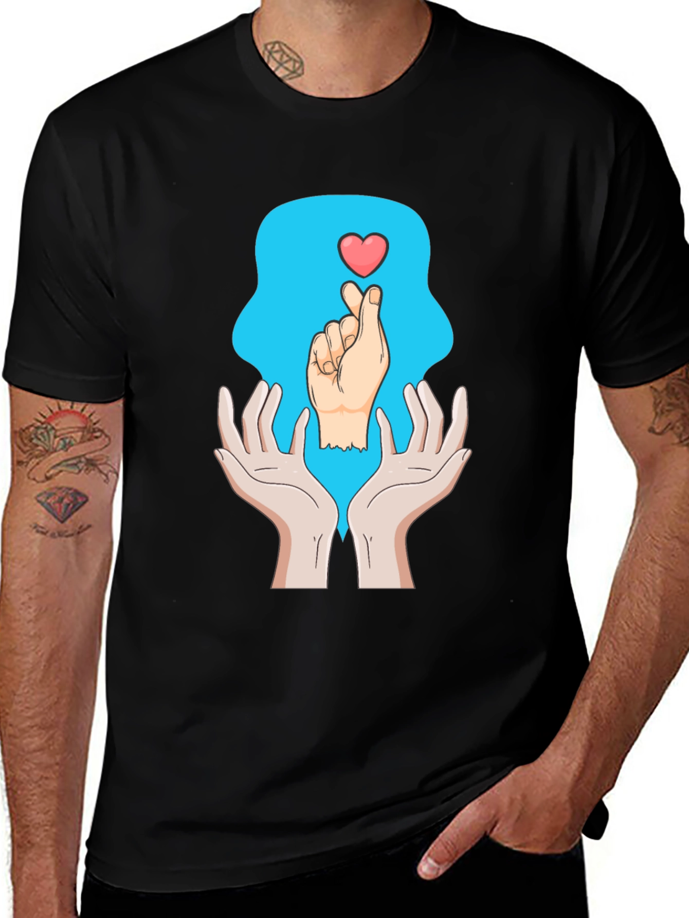 Variant 6 of Heart Hands Graphic Tee - Trendy Design, Soft Cotton