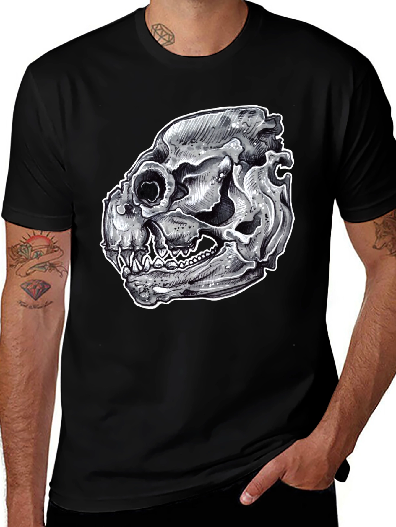 Variant 16 of Skull Graphic Print T-Shirt - Black