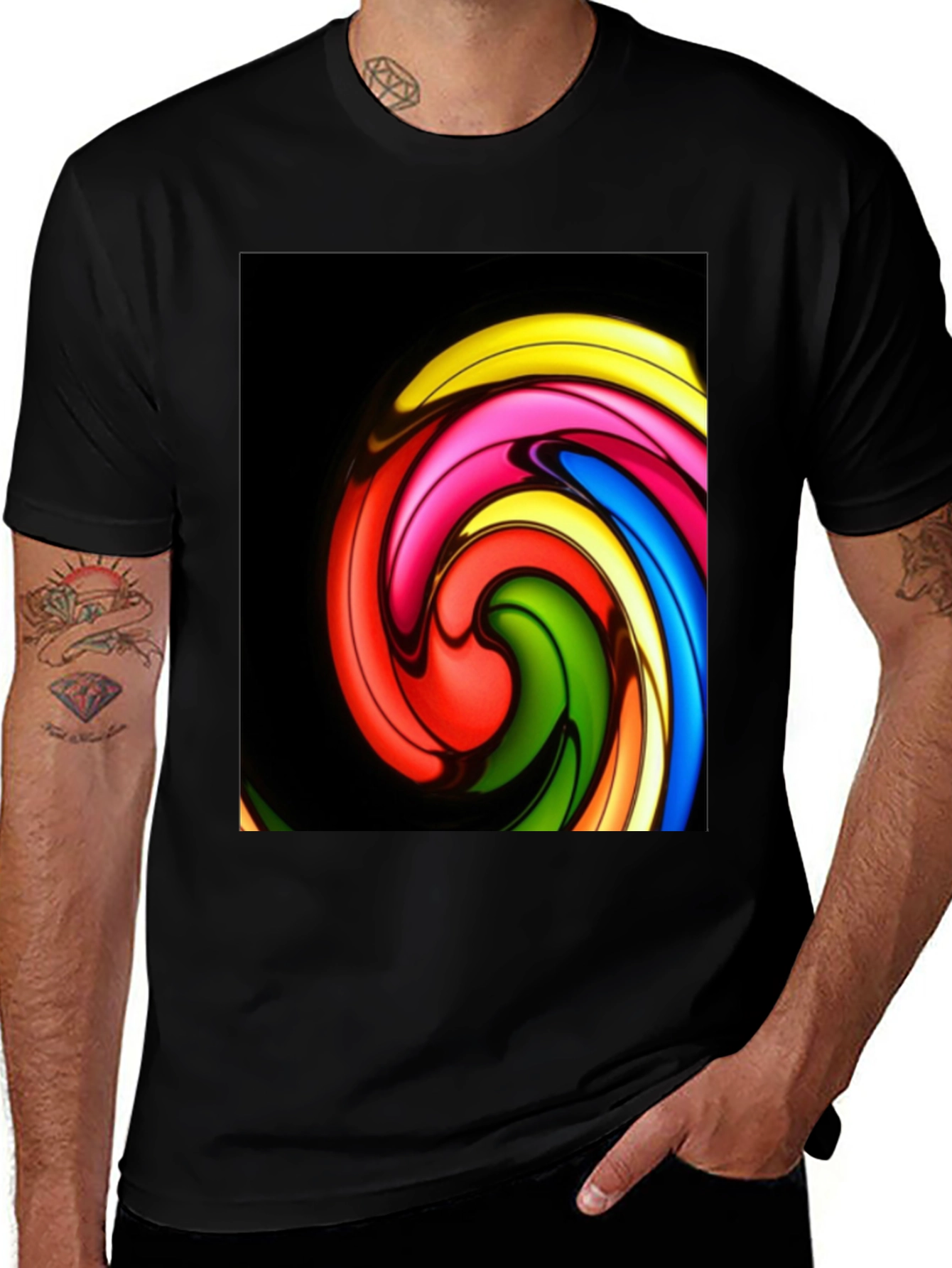 Variant 11 of Vivid Swirl Graphic Black T-Shirt