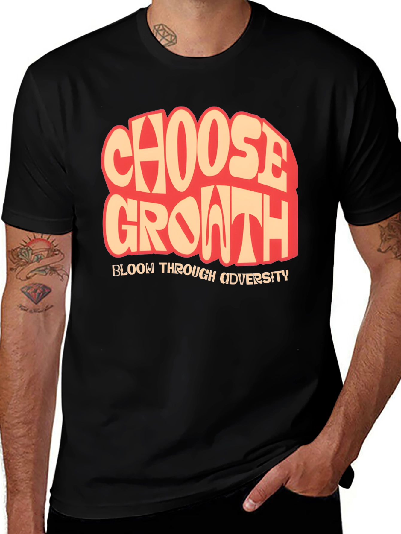 Variant 10 of Choose Growth T-Shirt: Bloom Through Adversity, Black