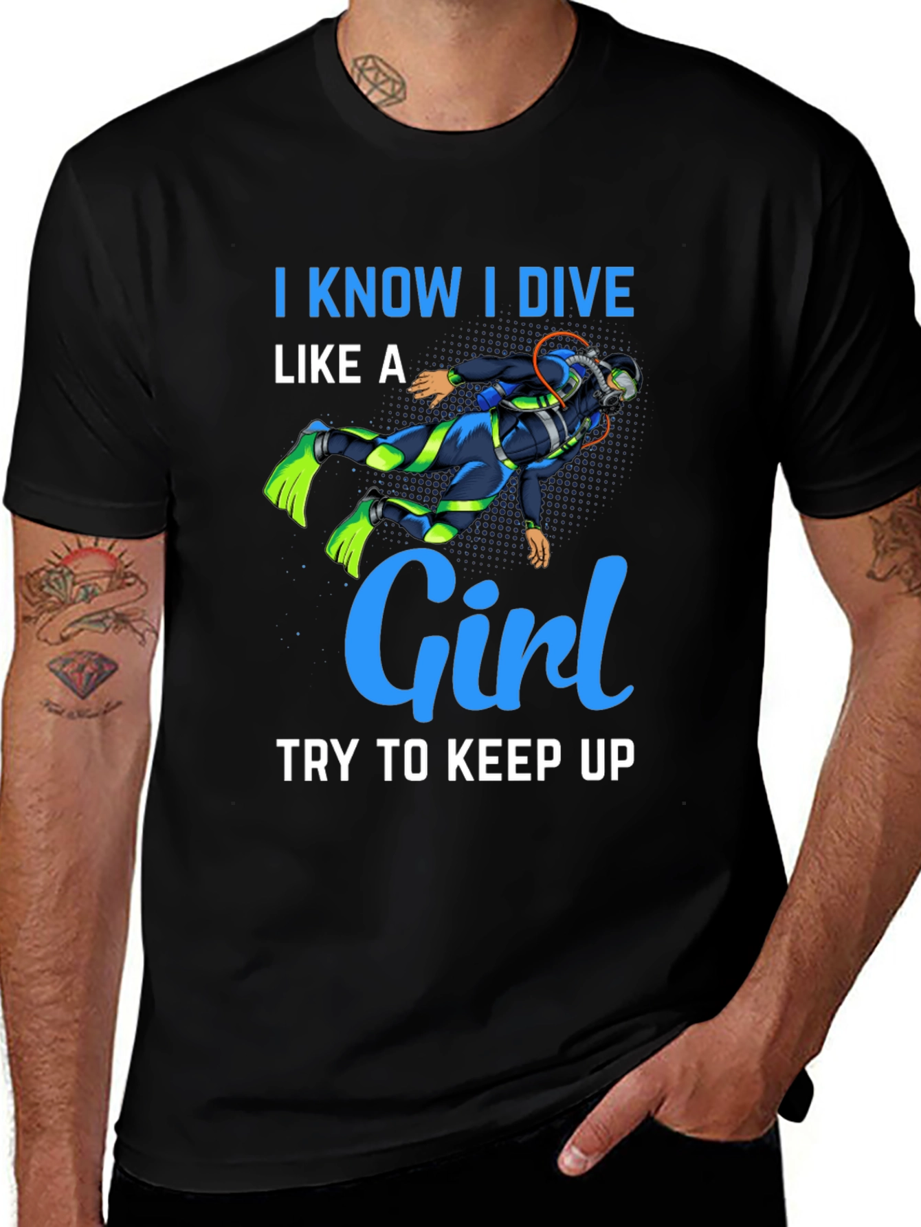I Know I Dive Like A Girl Black T-Shirt